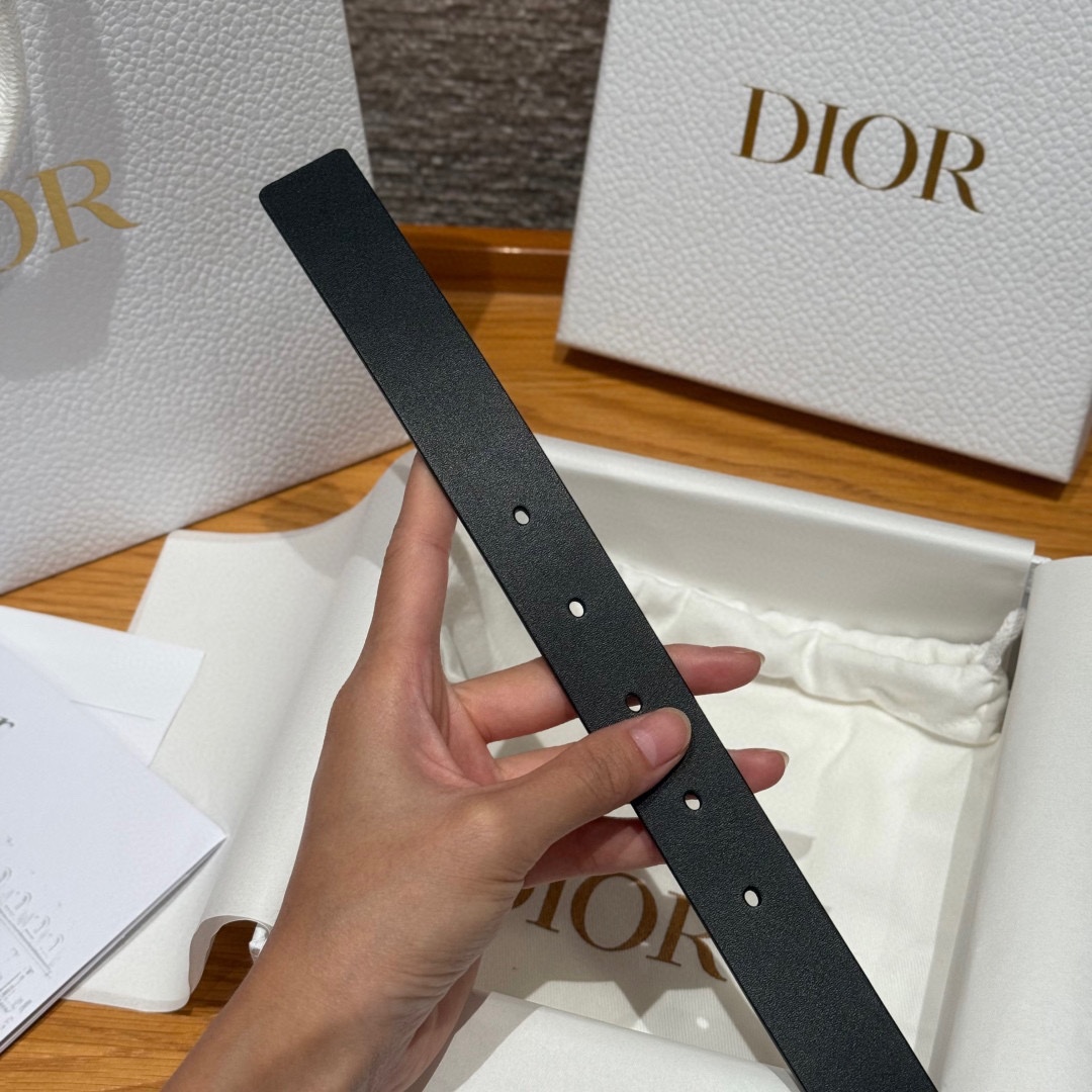 Dior这款腰带采用光滑牛皮革等材质精心制作，搭配富有光泽的金色饰面金属环圈CD腰带扣提升格调。可与经典