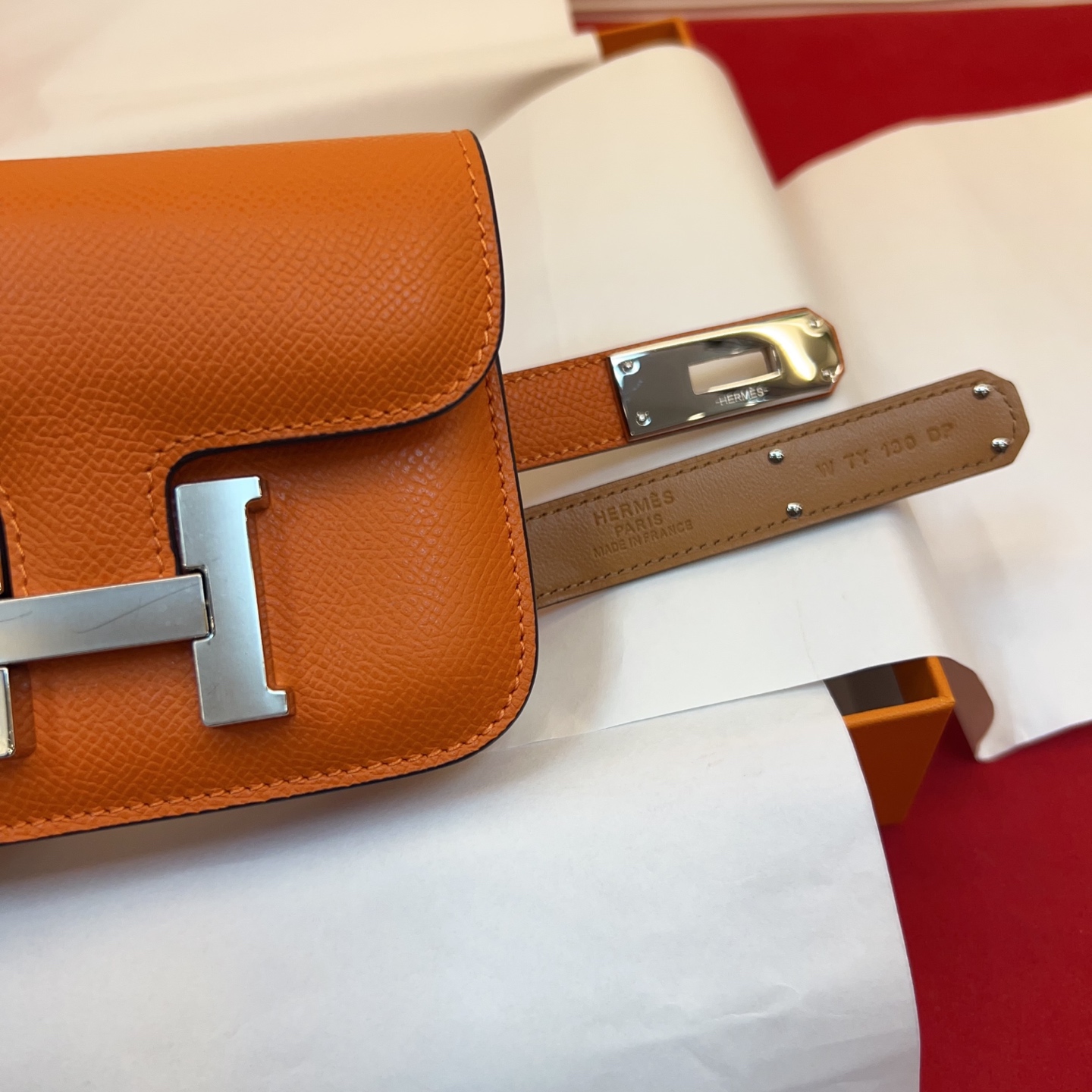 P 底面进口牛皮Kelly扣女士腰带 爱马仕专用纯手缝蜡线 ，法国（FilAuChinois）原厂蜡线 