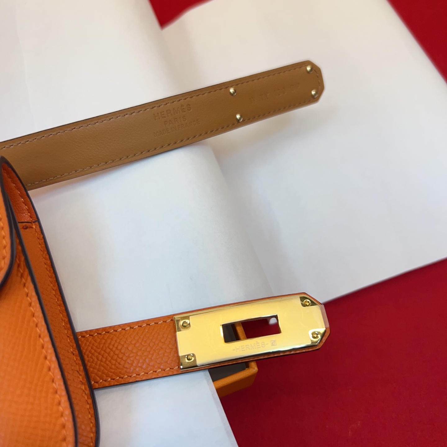 P 底面进口牛皮Kelly扣女士腰带 爱马仕专用纯手缝蜡线 ，法国（FilAuChinois）原厂蜡线 