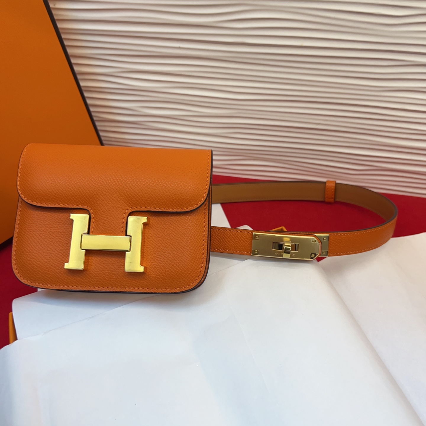 P 底面进口牛皮Kelly扣女士腰带 爱马仕专用纯手缝蜡线 ，法国（FilAuChinois）原厂蜡线 