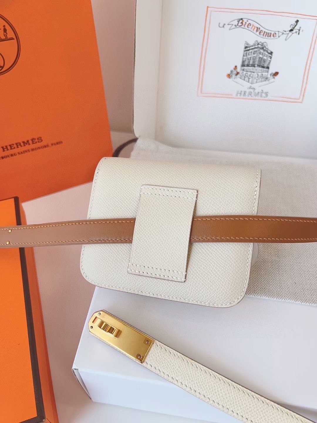 P 底面进口牛皮Kelly扣女士腰带 爱马仕专用纯手缝蜡线 ，法国（FilAuChinois）原厂蜡线 