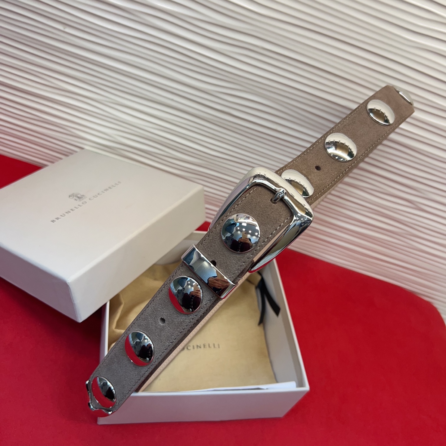 Brunello Cucinelli 男女通用休闲时尚打钉五金腰带！3.0Cm。网红款