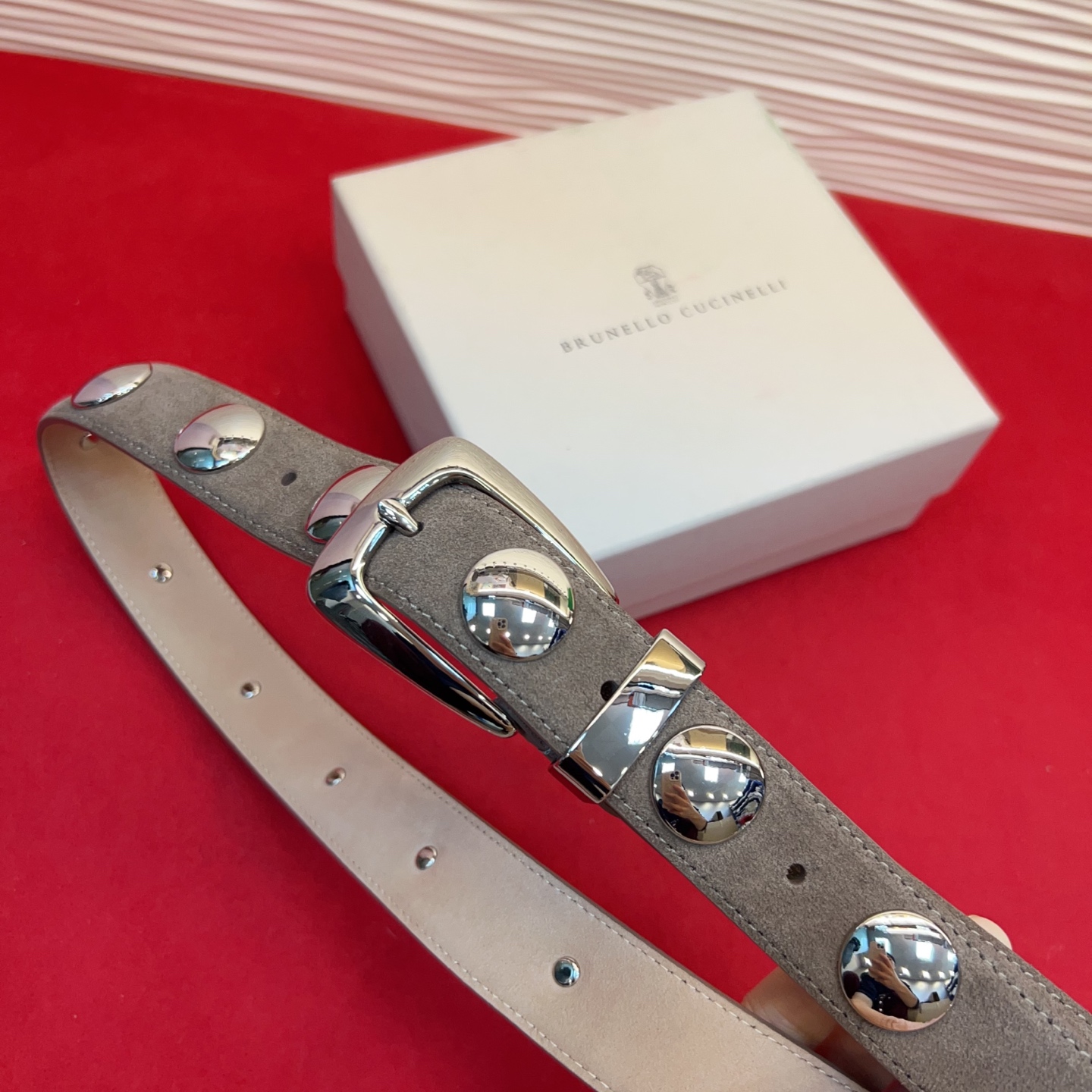 Brunello Cucinelli 男女通用休闲时尚打钉五金腰带！3.0Cm。网红款