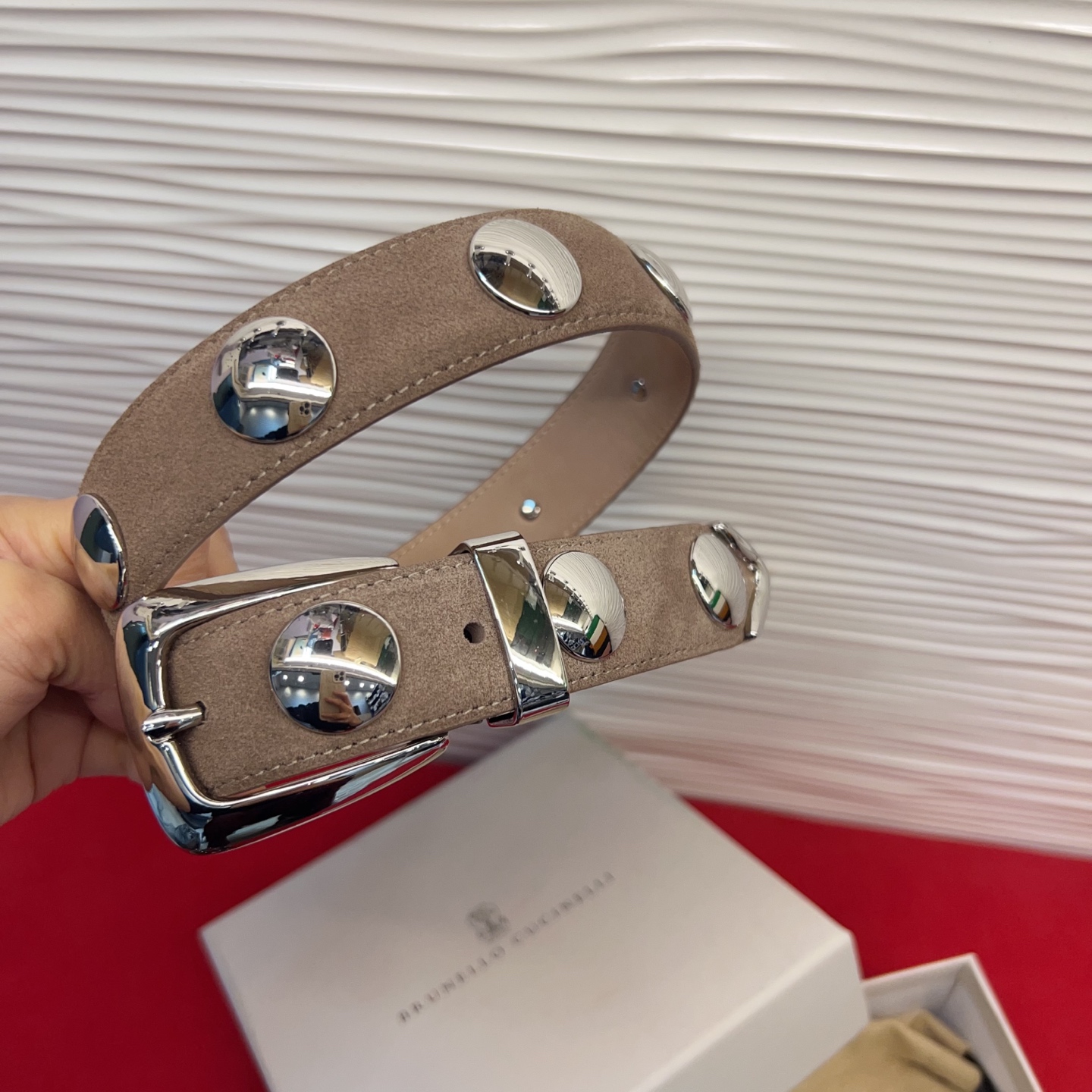 Brunello Cucinelli 男女通用休闲时尚打钉五金腰带！3.0Cm。网红款