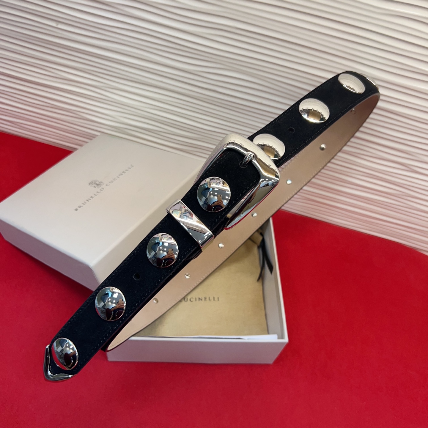 Brunello Cucinelli 男女通用休闲时尚打钉五金腰带！3.0Cm。网红款