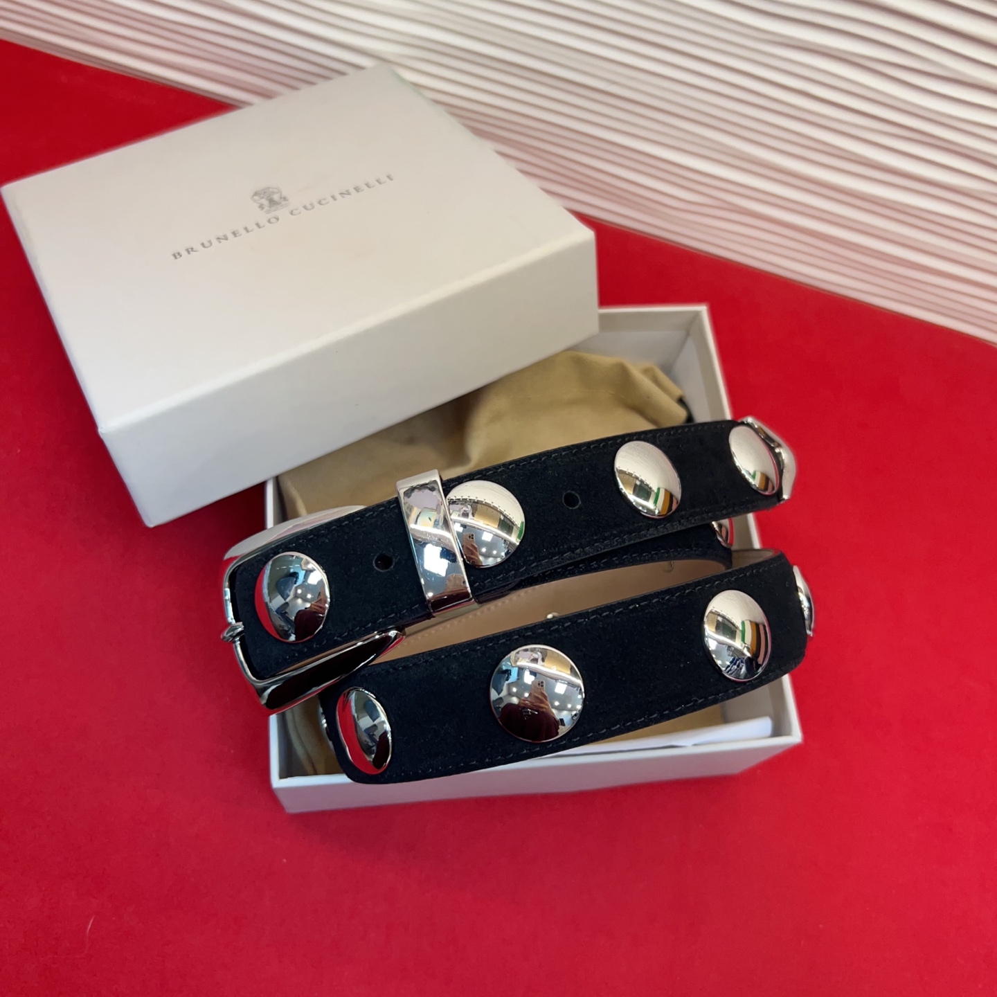 Brunello Cucinelli 男女通用休闲时尚打钉五金腰带！3.0Cm。网红款