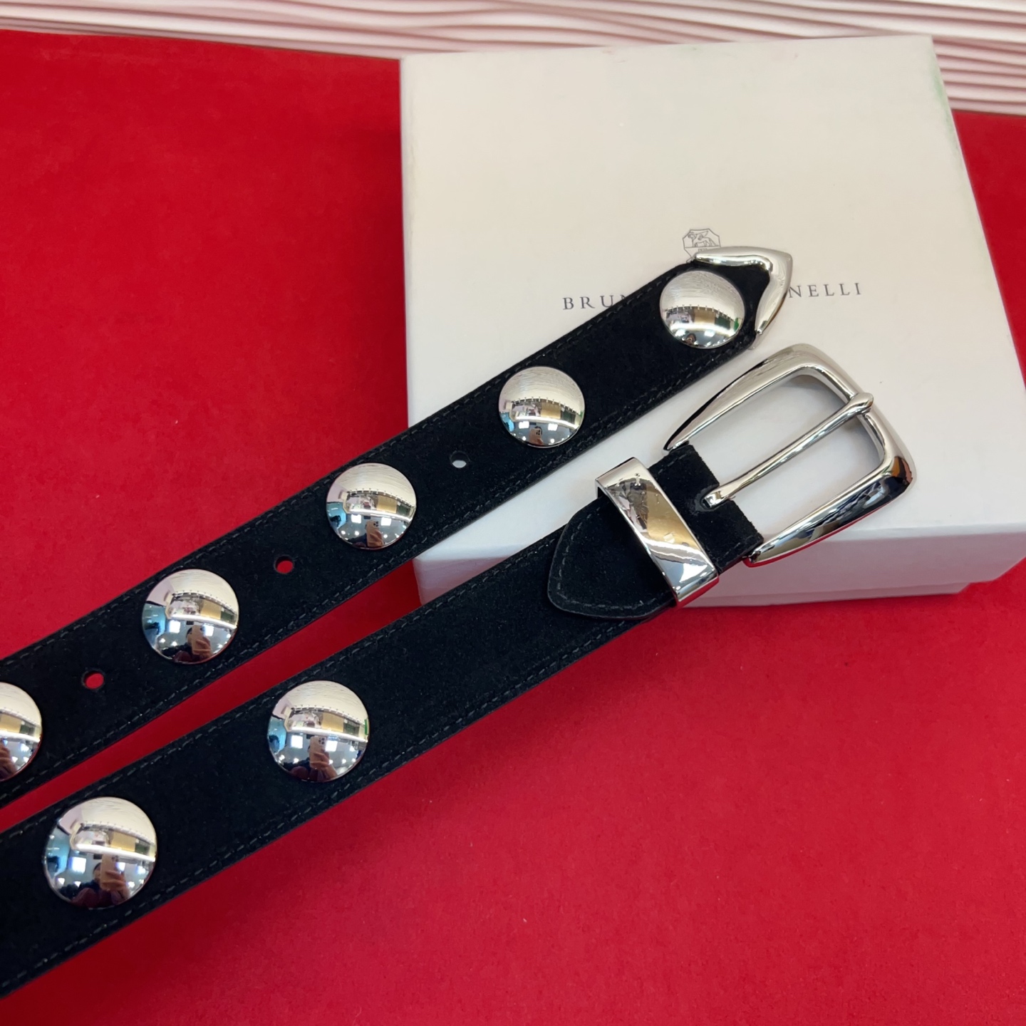Brunello Cucinelli 男女通用休闲时尚打钉五金腰带！3.0Cm。网红款