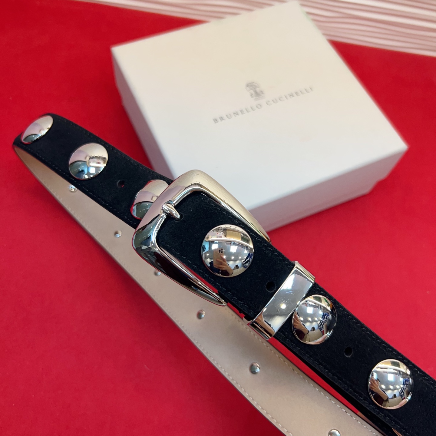 Brunello Cucinelli 男女通用休闲时尚打钉五金腰带！3.0Cm。网红款