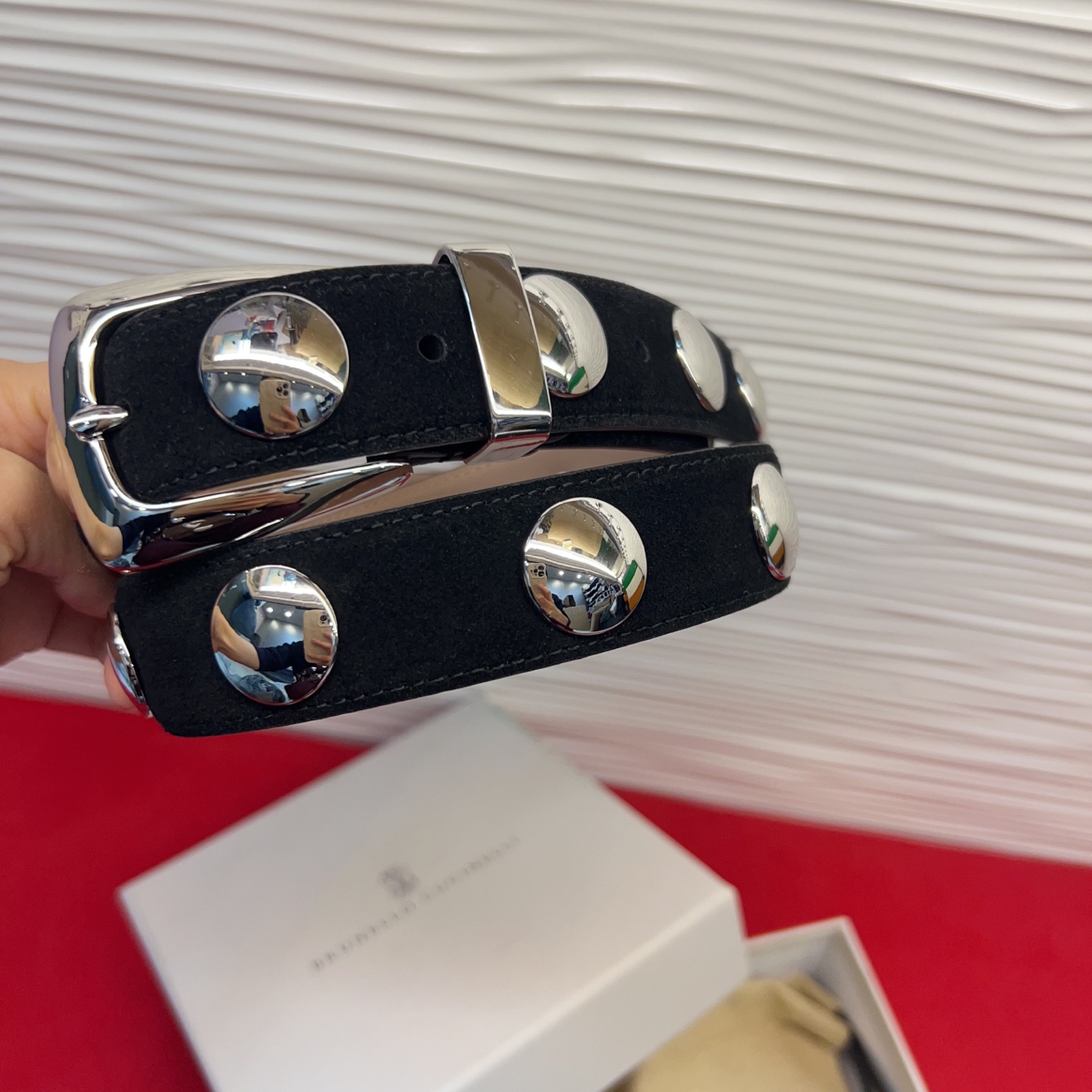 Brunello Cucinelli 男女通用休闲时尚打钉五金腰带！3.0Cm。网红款