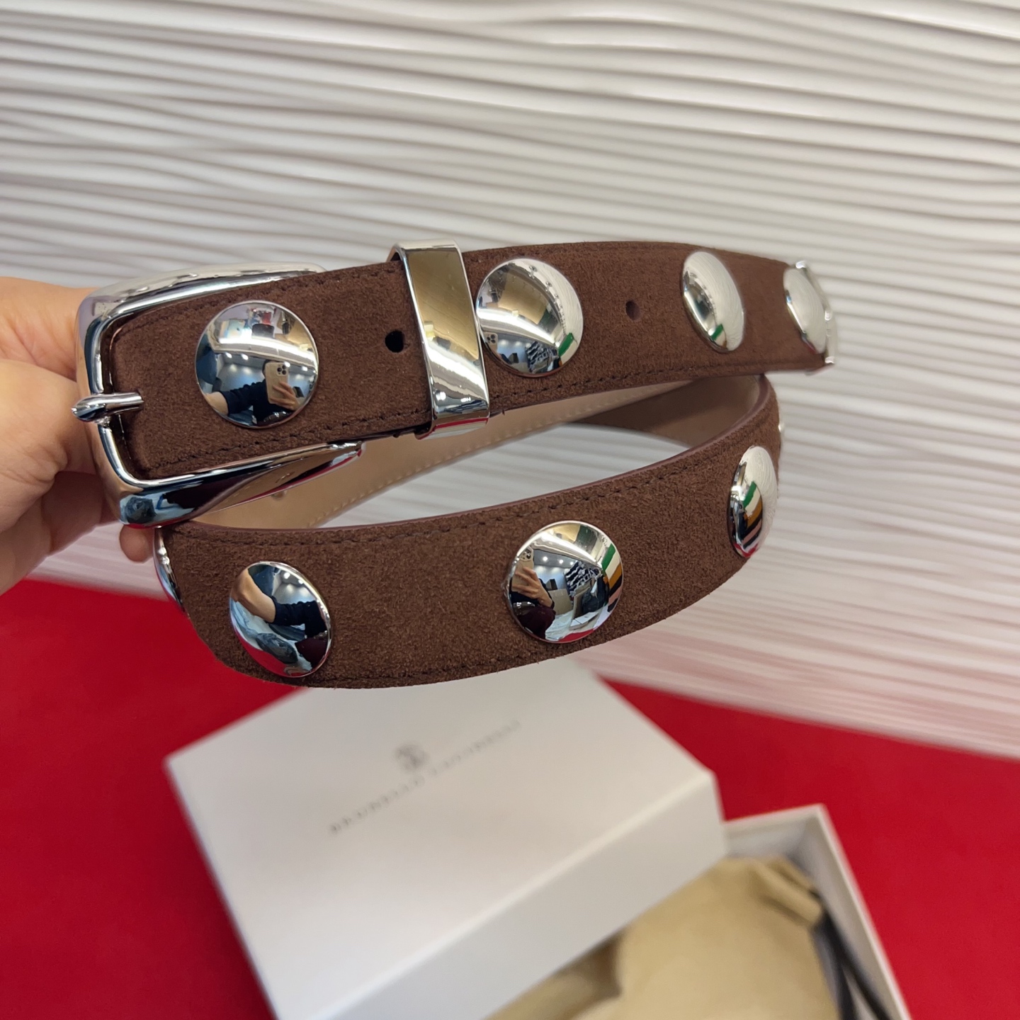 Brunello Cucinelli 男女通用休闲时尚打钉五金腰带！3.0Cm。网红款