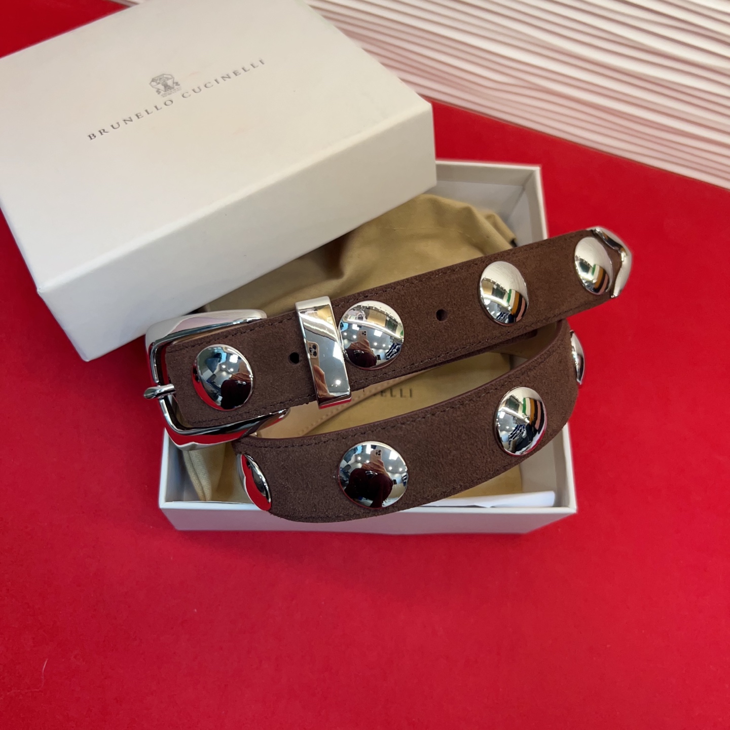 Brunello Cucinelli 男女通用休闲时尚打钉五金腰带！3.0Cm。网红款