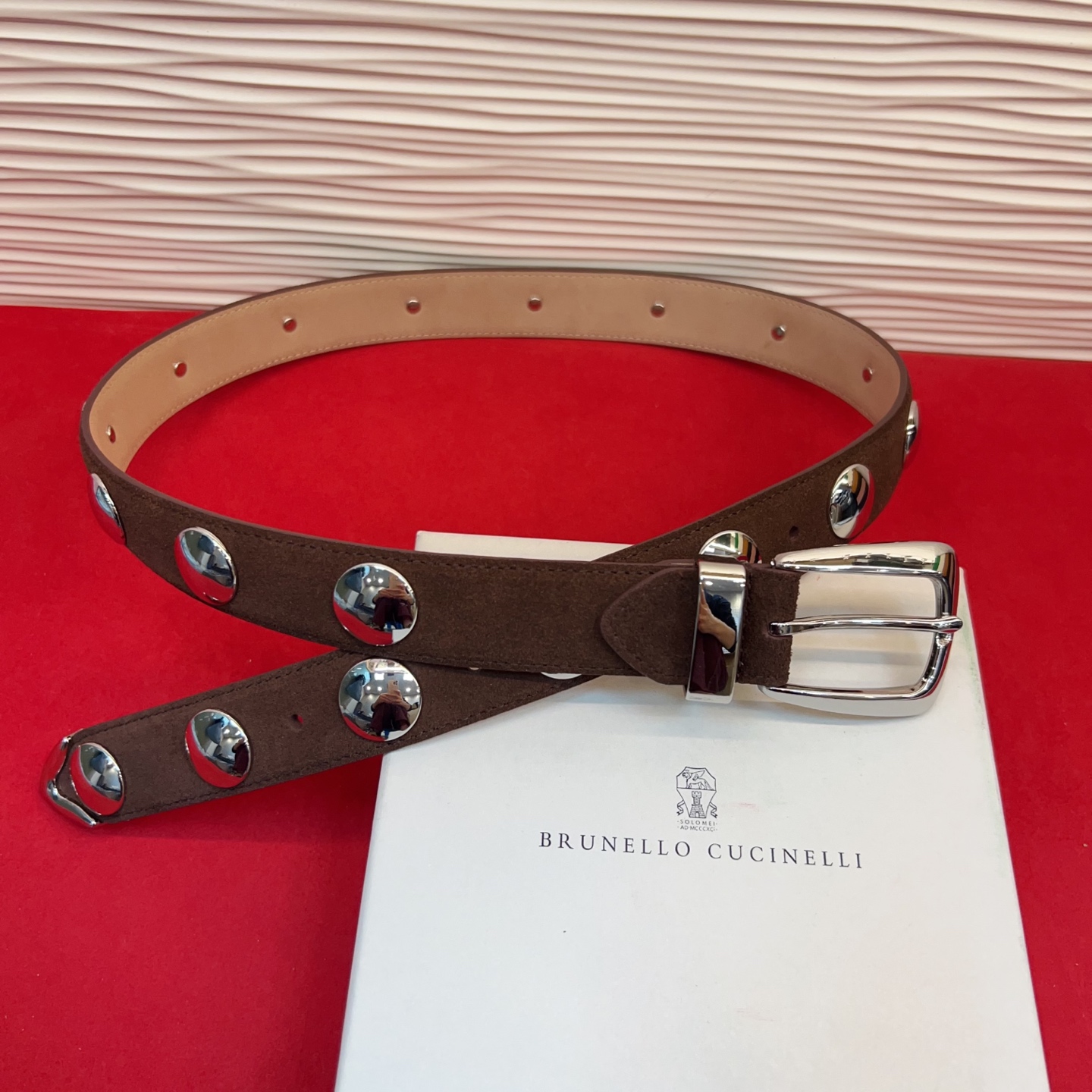 Brunello Cucinelli 男女通用休闲时尚打钉五金腰带！3.0Cm。网红款