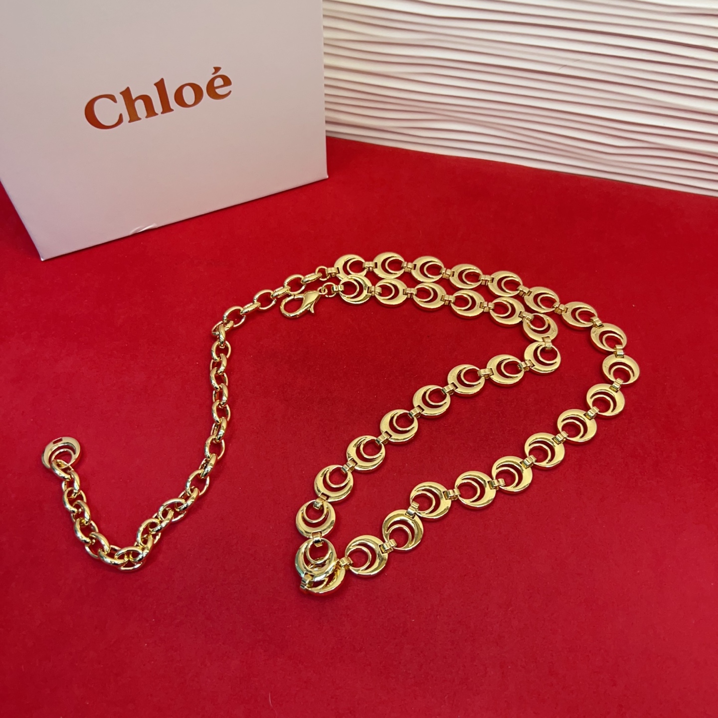 -新款腰链金属链条⛓️腰带-金色调效果-Logo细节开合设计，黄铜材质，搭配超炸感.