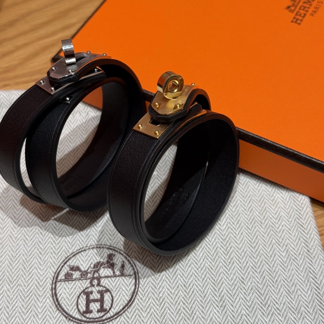 集合图🥳迷你Kelly 双圈手镯Swift 小牛皮双圈手镯，镀金迷你kelly锁扣，法国制作🇫🇷size