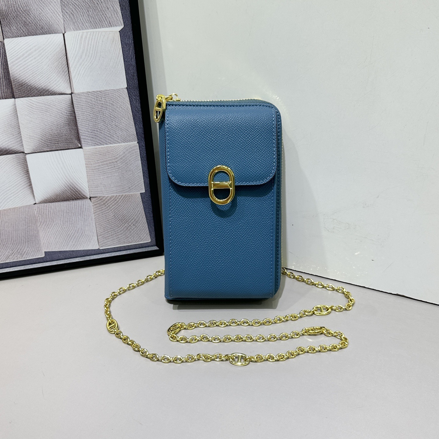 新款Hermes全皮手机包，钱包可手拎单肩斜挎，多功能肩带可拆卸，可以调节长短尺寸：11*5*19cm1