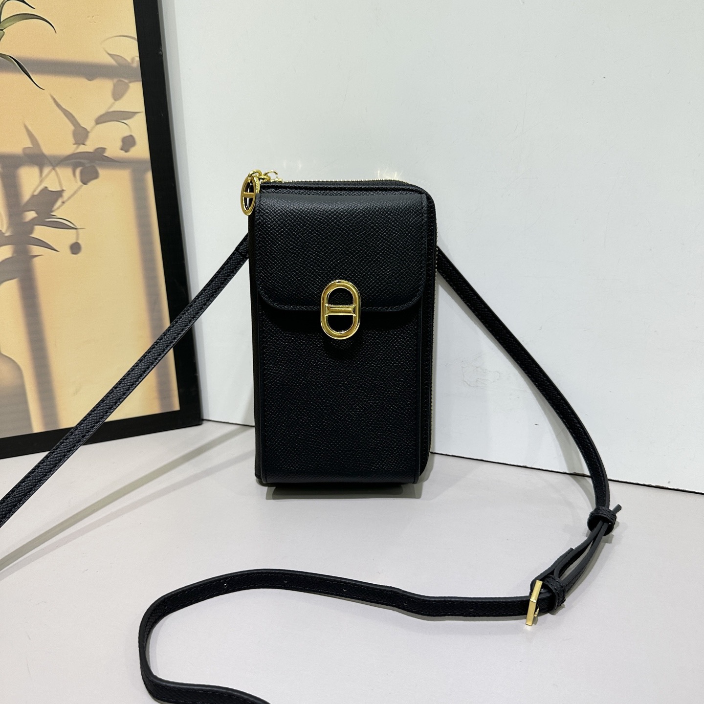 Hermes全皮手机包，钱包可手拎单肩斜挎，多功能肩带可拆卸，可以调节长短尺寸：11*5*19cm10个