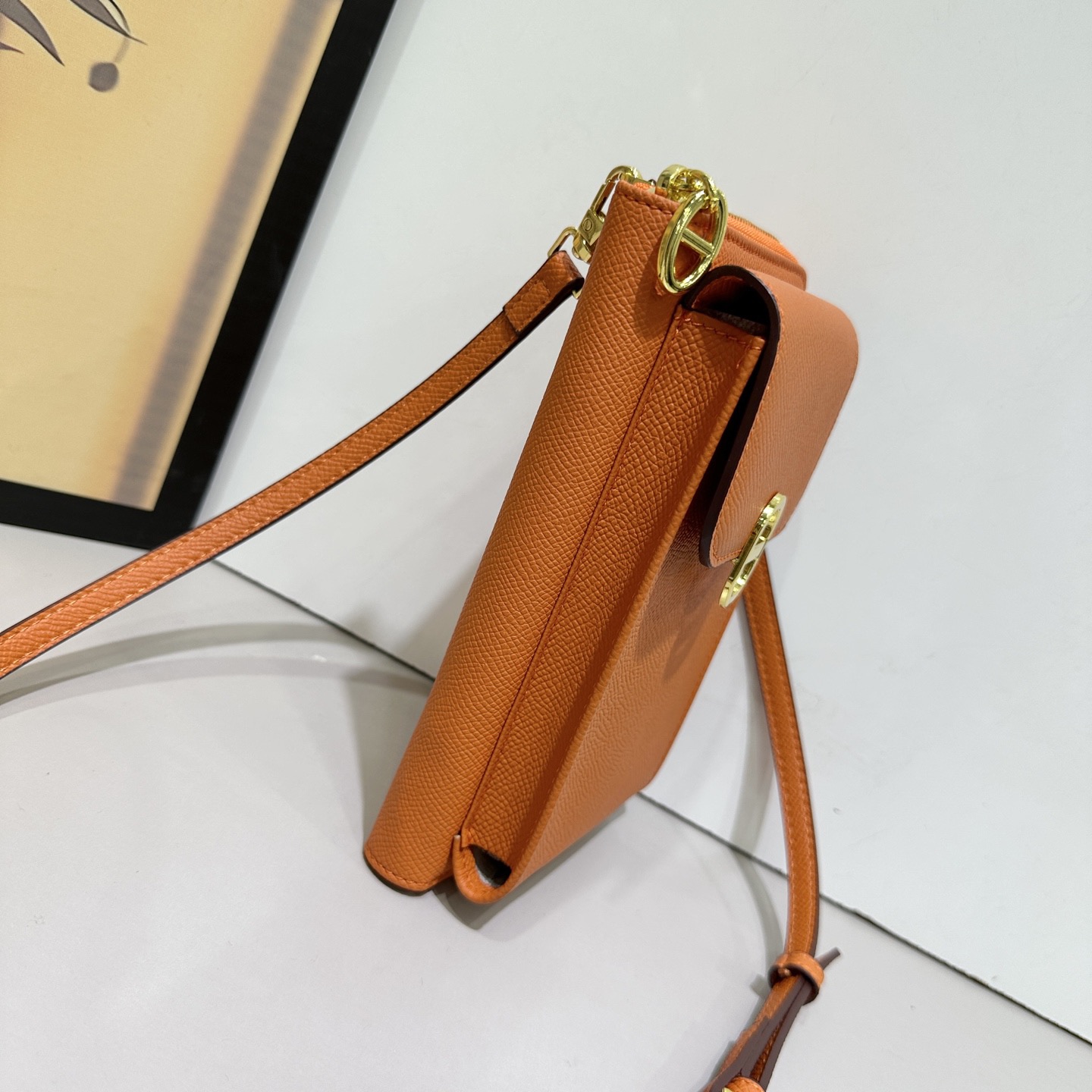 Hermes全皮手机包，钱包可手拎单肩斜挎，多功能肩带可拆卸，可以调节长短尺寸：11*5*19cm10个