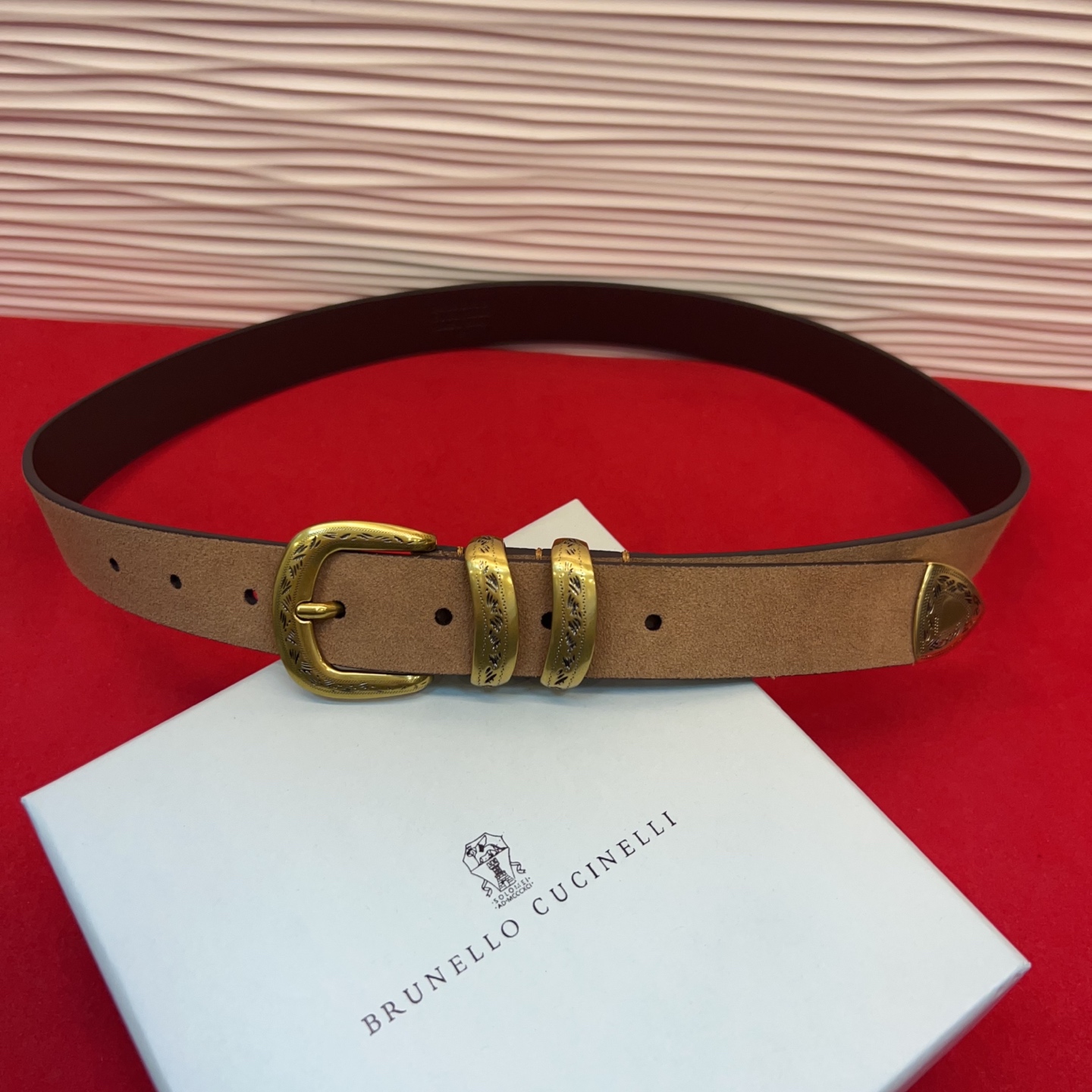 Brunello Cucinelli 男女通用休闲时尚磨砂皮腰带3.4Cm