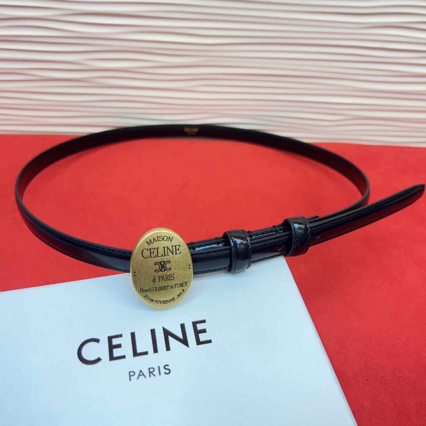 TEEN TRIOMPHE腰带荧光白纤细版型，可搭配经典西装外套、裙装，增添高雅气质1.3Cm。75一1