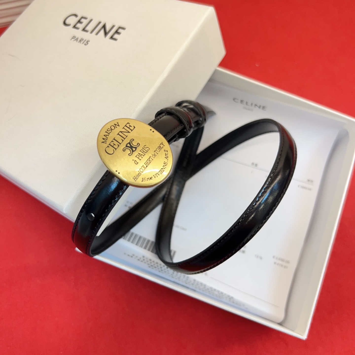 TEEN TRIOMPHE腰带荧光白纤细版型，可搭配经典西装外套、裙装，增添高雅气质1.3Cm。75一1