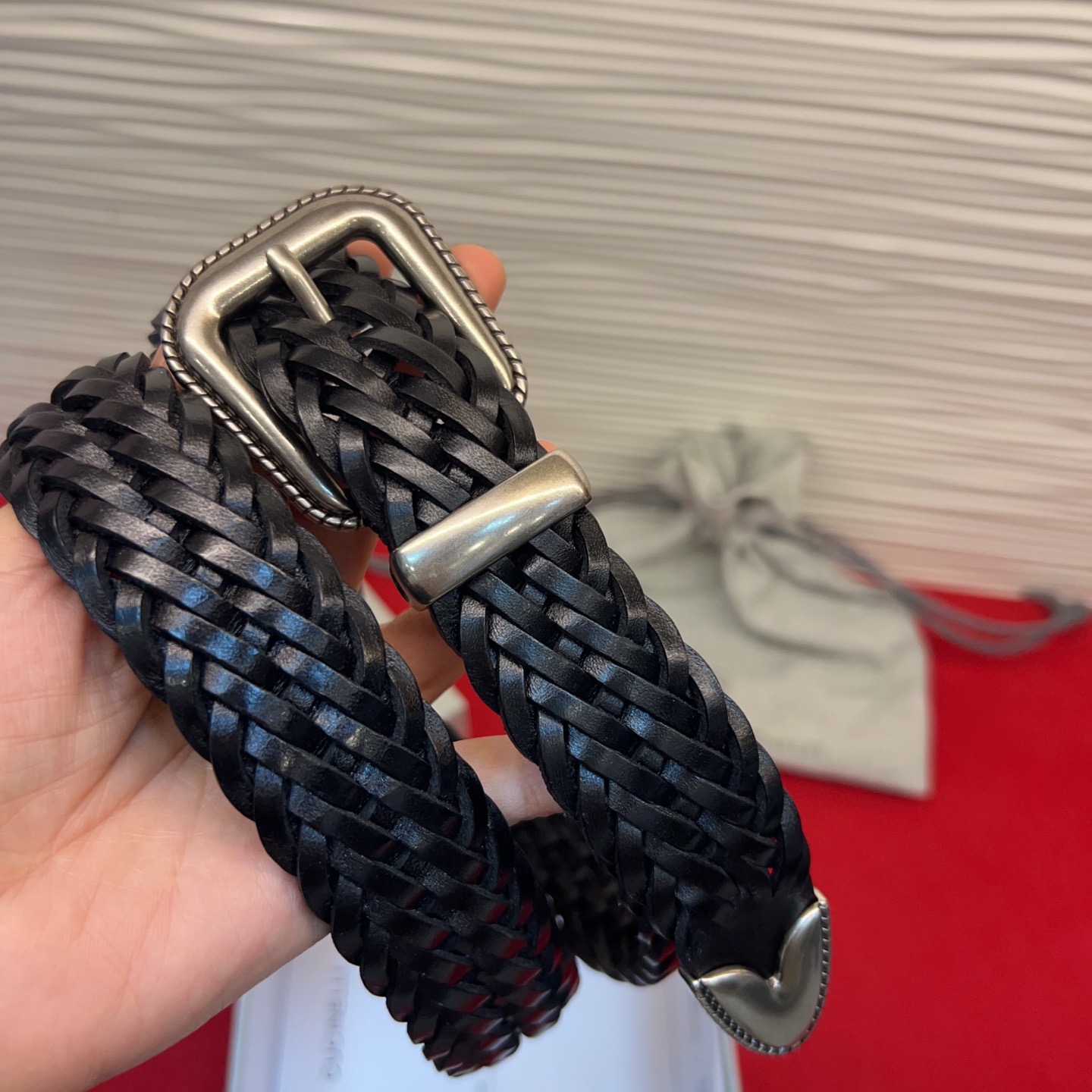 Brunello Cucinelli 男女通用休闲时尚编织腰带！意大利进口编织单层牛皮。2.5Cm、总长