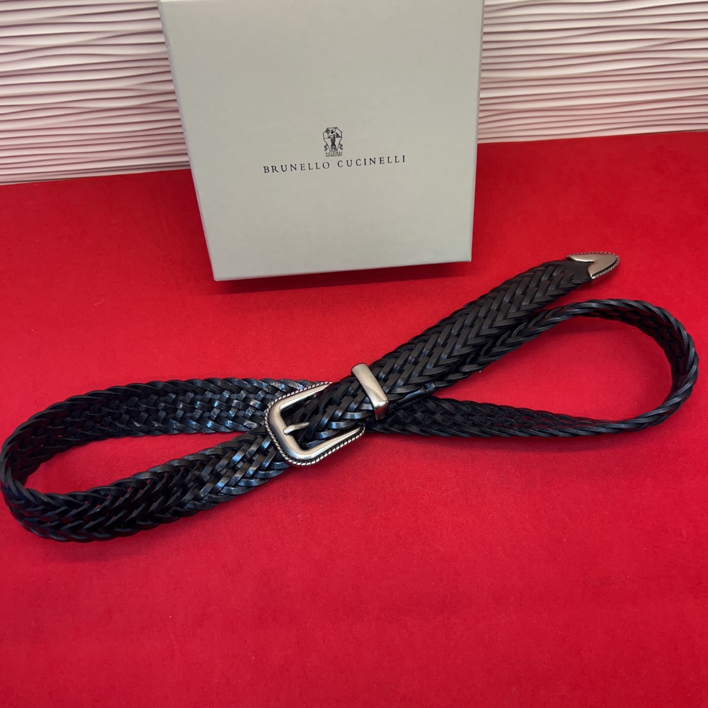 Brunello Cucinelli 男女通用休闲时尚编织腰带！意大利进口编织单层牛皮。2.5Cm、总长