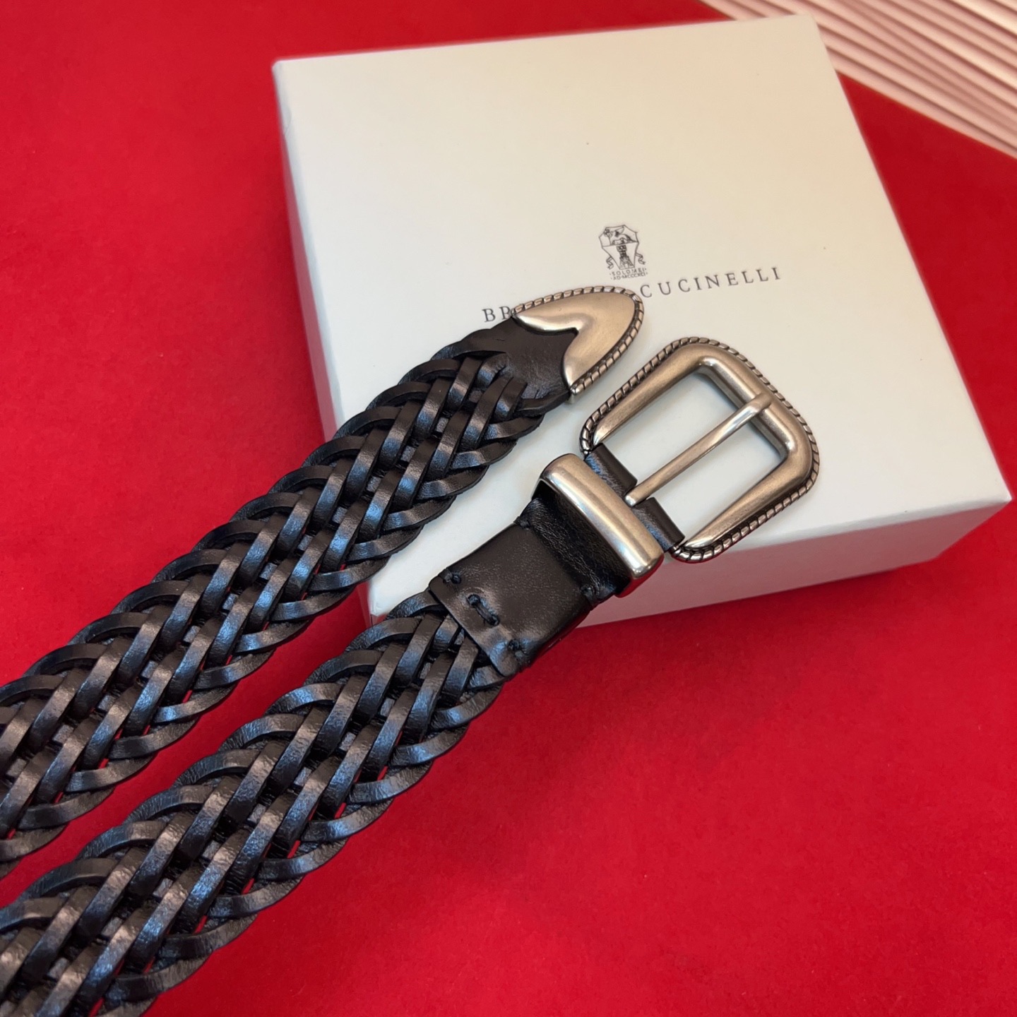 Brunello Cucinelli 男女通用休闲时尚编织腰带！意大利进口编织单层牛皮。2.5Cm、总长