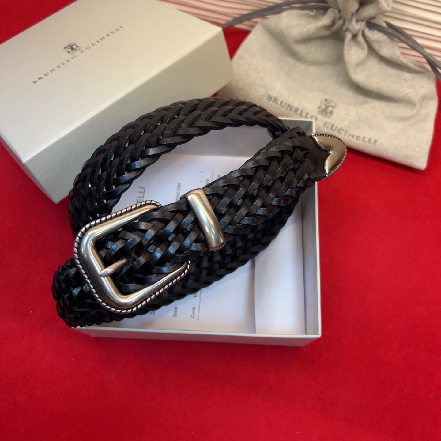 Brunello Cucinelli 男女通用休闲时尚编织腰带！意大利进口编织单层牛皮。2.5Cm、总长