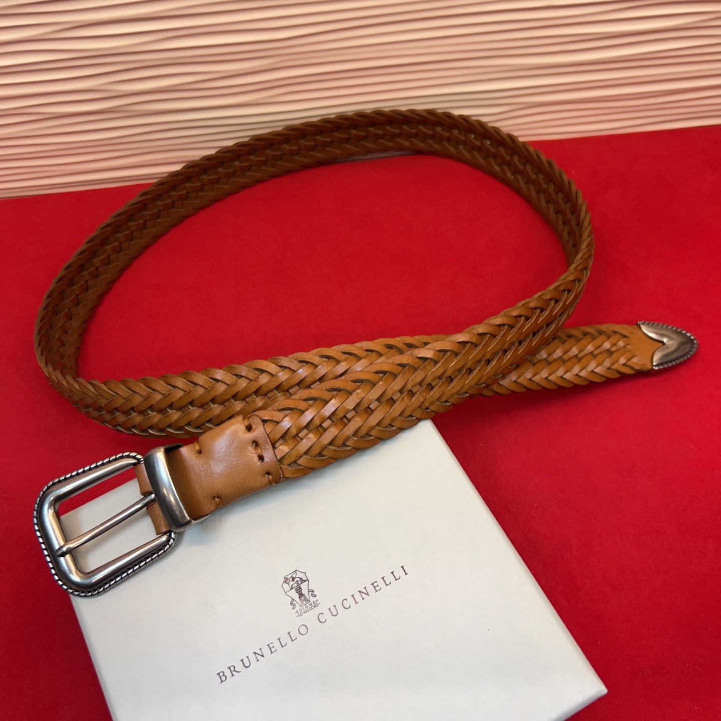 Brunello Cucinelli 男女通用休闲时尚编织腰带！意大利进口编织单层牛皮。2.5Cm、总长