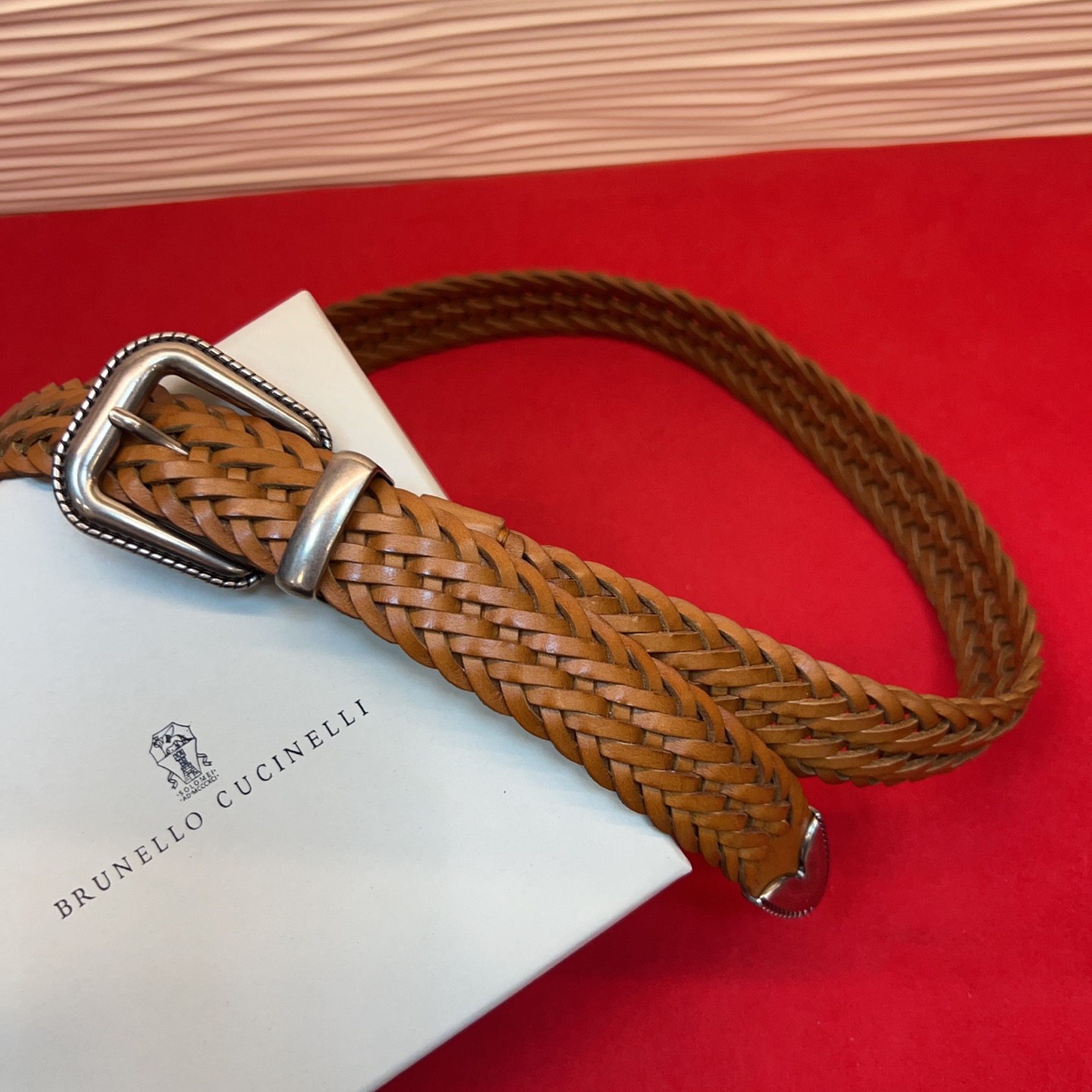 Brunello Cucinelli 男女通用休闲时尚编织腰带！意大利进口编织单层牛皮。2.5Cm、总长