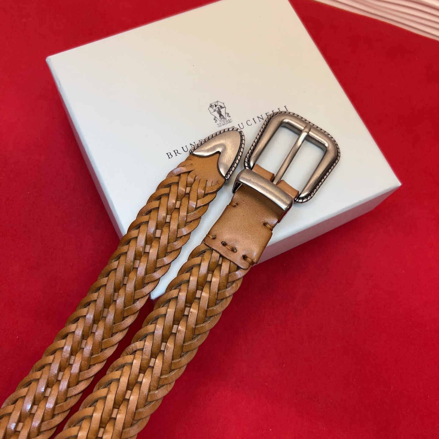 Brunello Cucinelli 男女通用休闲时尚编织腰带！意大利进口编织单层牛皮。2.5Cm、总长