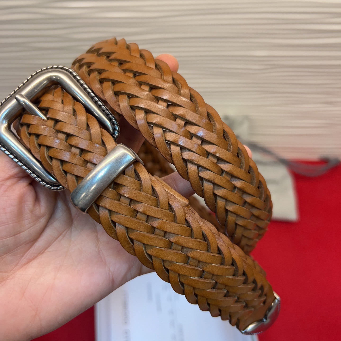 Brunello Cucinelli 男女通用休闲时尚编织腰带！意大利进口编织单层牛皮。2.5Cm、总长