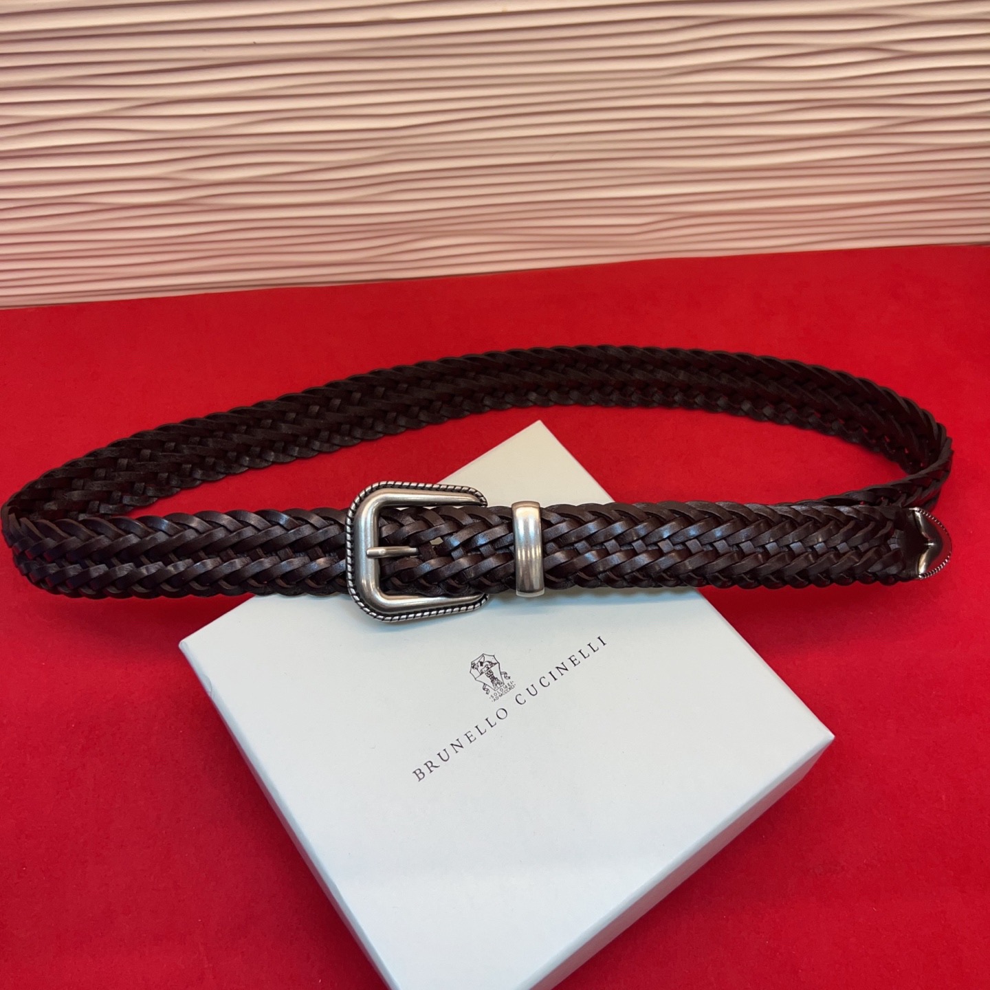 Brunello Cucinelli 男女通用休闲时尚编织腰带！意大利进口编织单层牛皮。2.5Cm、总长