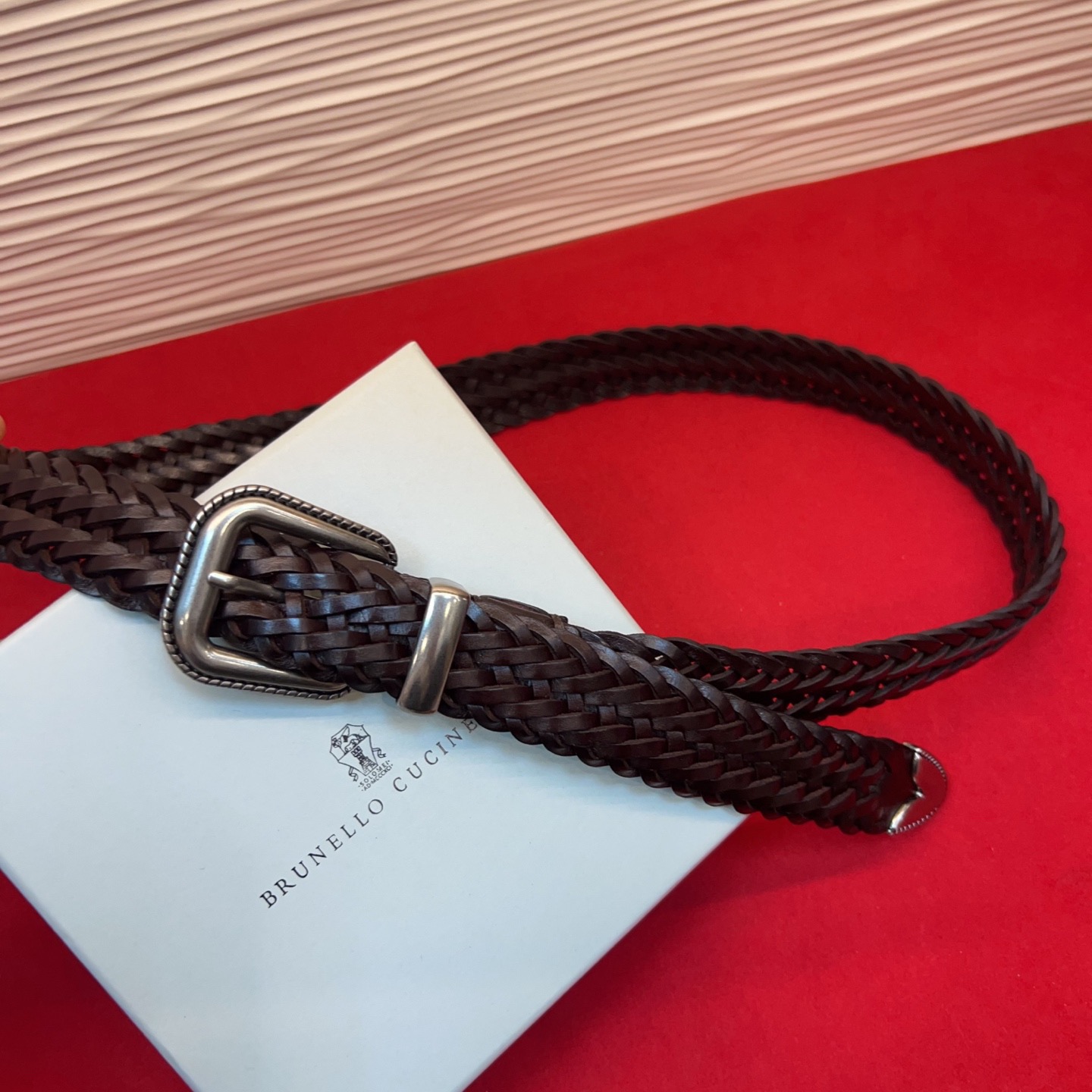 Brunello Cucinelli 男女通用休闲时尚编织腰带！意大利进口编织单层牛皮。2.5Cm、总长