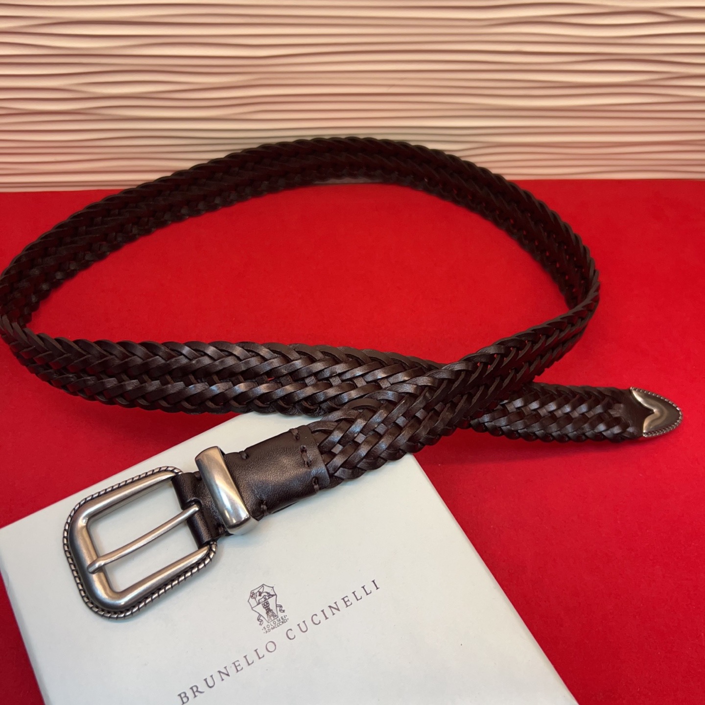 Brunello Cucinelli 男女通用休闲时尚编织腰带！意大利进口编织单层牛皮。2.5Cm、总长