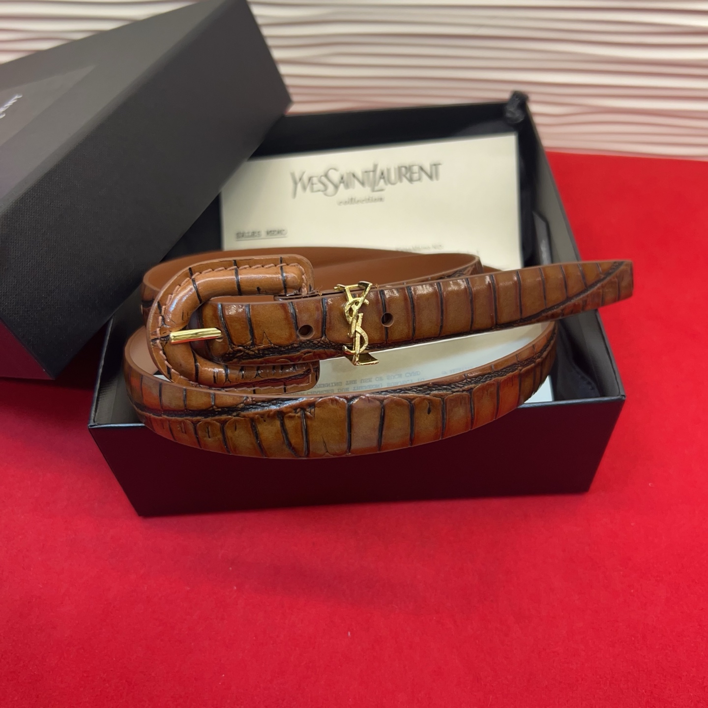 开春秀款Saint Laurent 圣罗兰女士腰带皮带 原厂真金电渡扣头，意大利原厂皮。2.0 cm