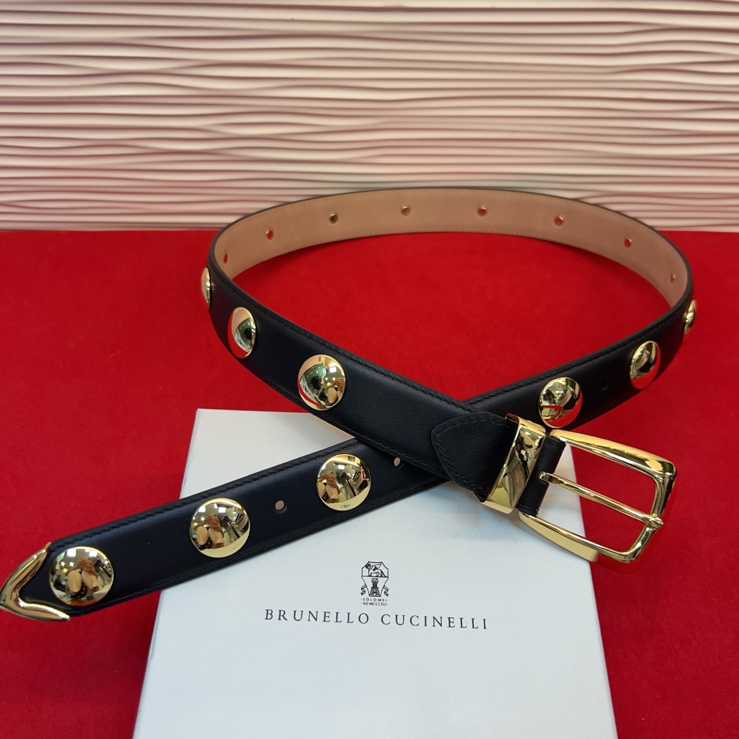 Brunello Cucinelli 男女通用休闲时尚打钉五金腰带