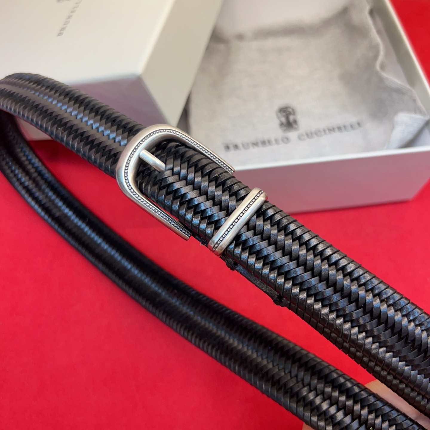 Brunello Cucinelli 男女通用休闲时尚编织腰带！意大利进口编织单层牛皮。2.5Cm。码数