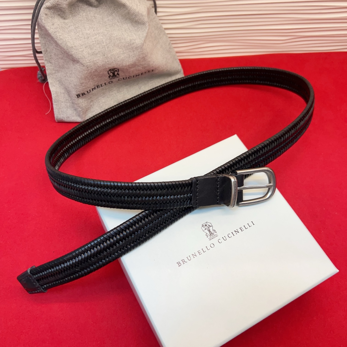 Brunello Cucinelli 男女通用休闲时尚编织腰带！意大利进口编织单层牛皮。2.5Cm。码数