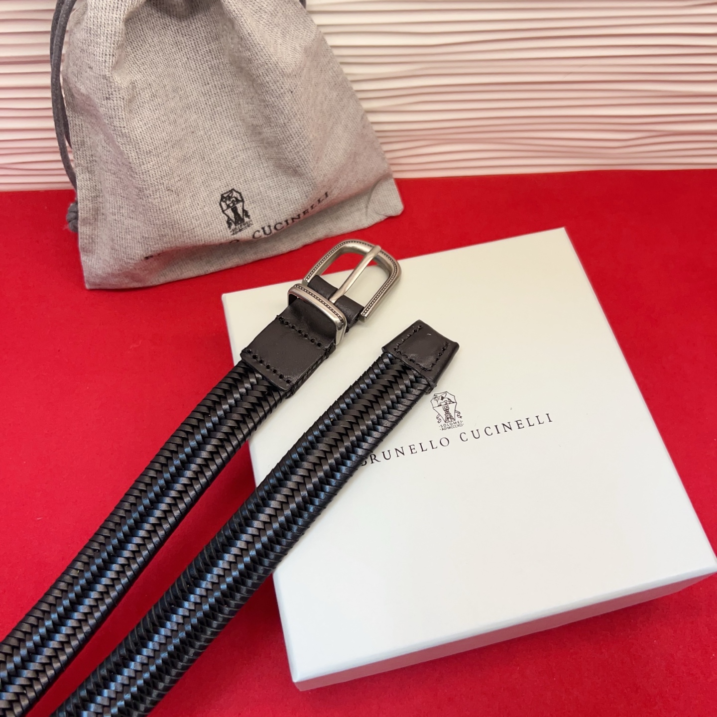 Brunello Cucinelli 男女通用休闲时尚编织腰带！意大利进口编织单层牛皮。2.5Cm。码数