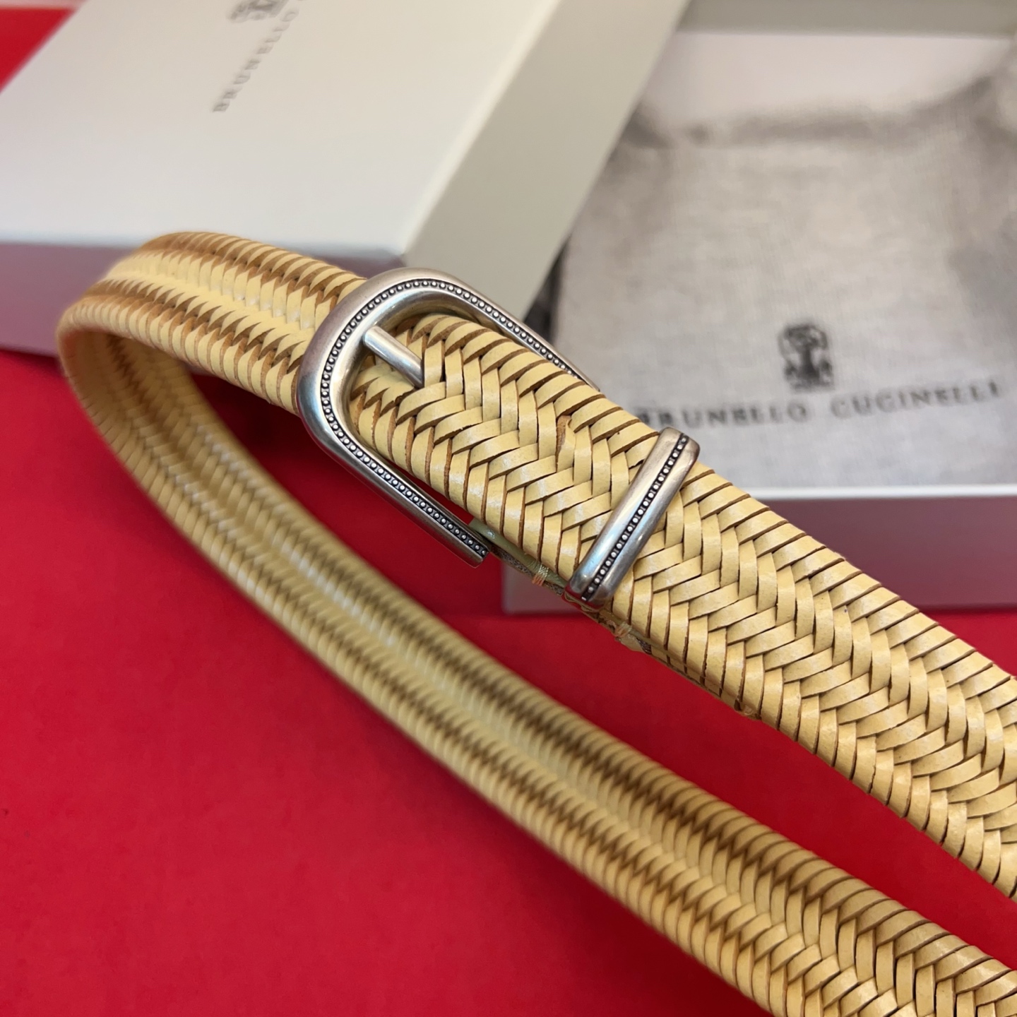 Brunello Cucinelli 男女通用休闲时尚编织腰带！意大利进口编织单层牛皮。2.5Cm。码数
