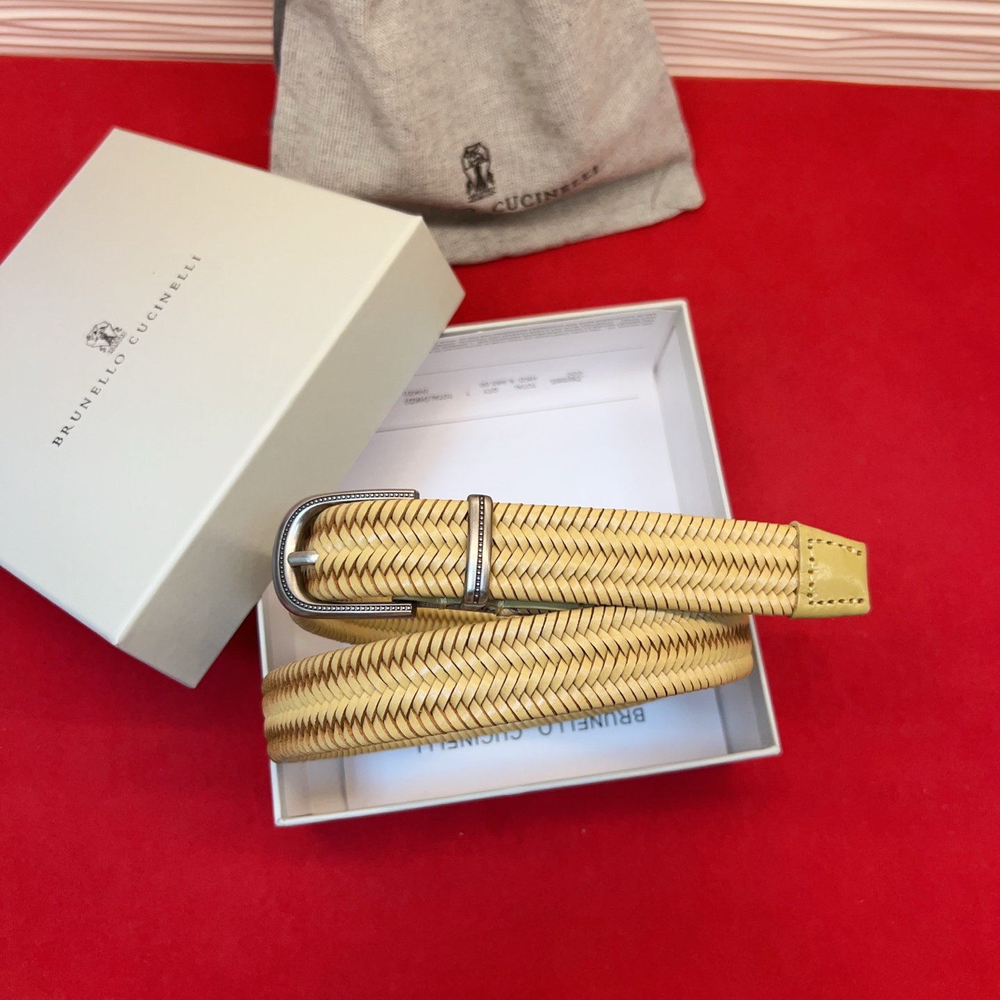 Brunello Cucinelli 男女通用休闲时尚编织腰带！意大利进口编织单层牛皮。2.5Cm。码数