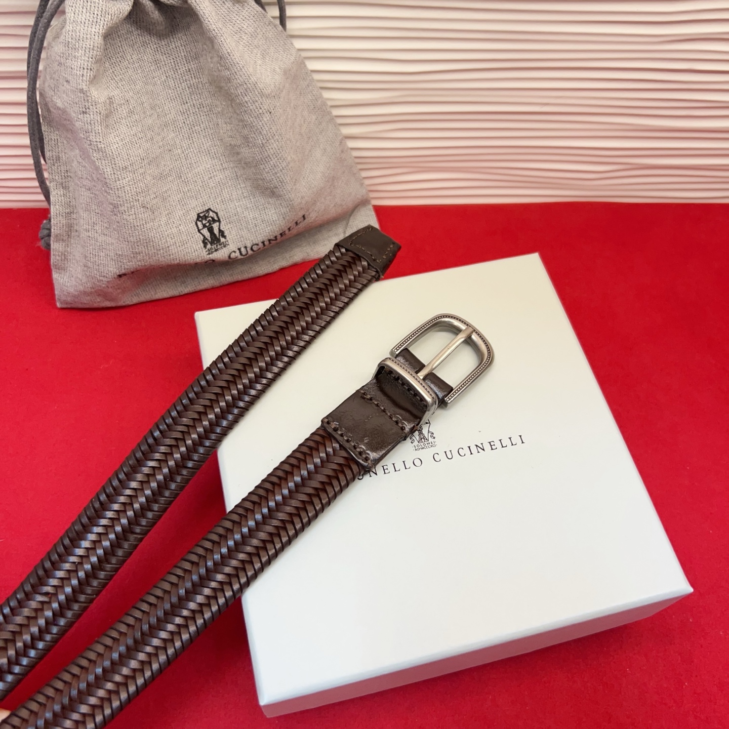 Brunello Cucinelli 男女通用休闲时尚编织腰带！意大利进口编织单层牛皮。2.5Cm。码数