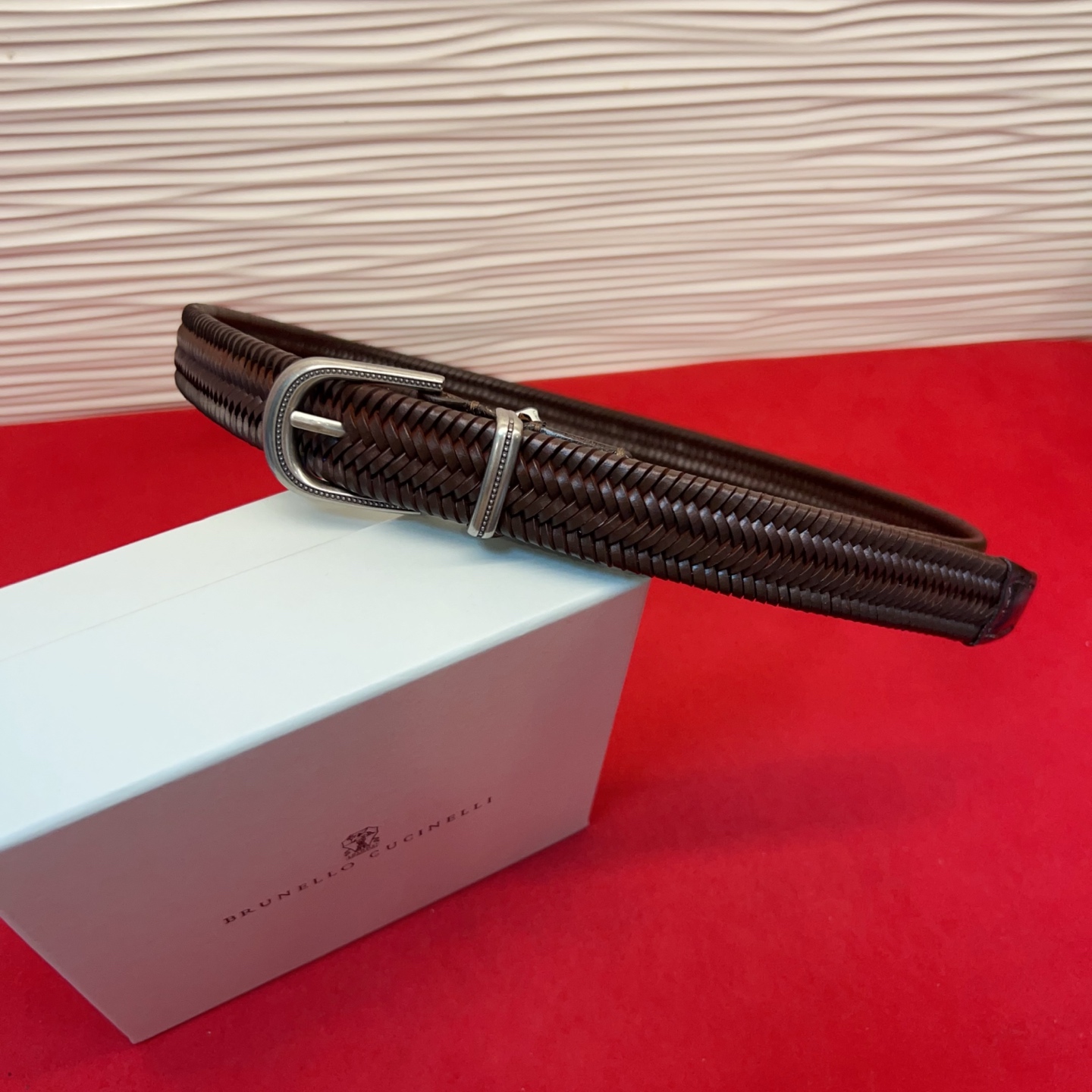 Brunello Cucinelli 男女通用休闲时尚编织腰带！意大利进口编织单层牛皮。2.5Cm。码数