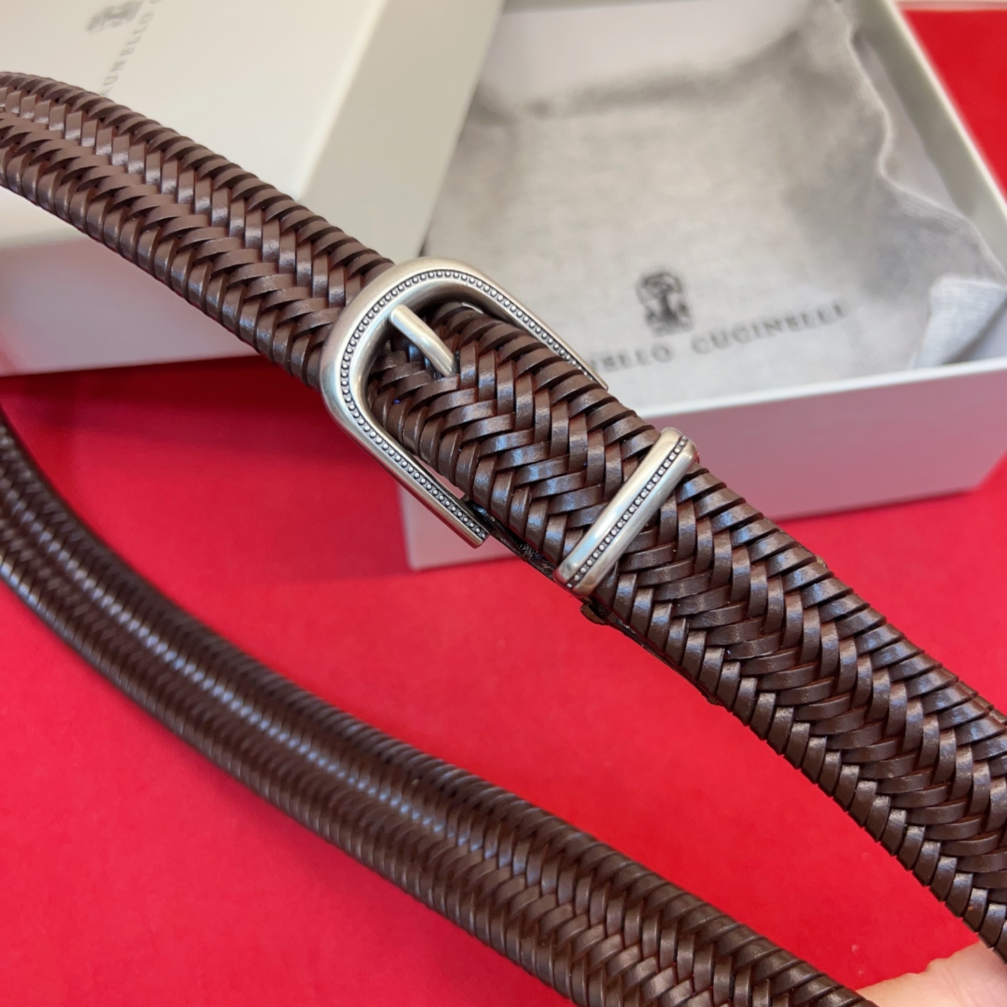 Brunello Cucinelli 男女通用休闲时尚编织腰带！意大利进口编织单层牛皮。2.5Cm。码数