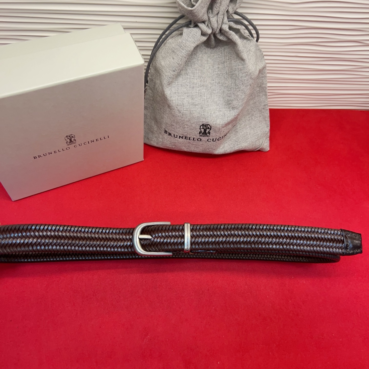Brunello Cucinelli 男女通用休闲时尚编织腰带！意大利进口编织单层牛皮。2.5Cm。码数