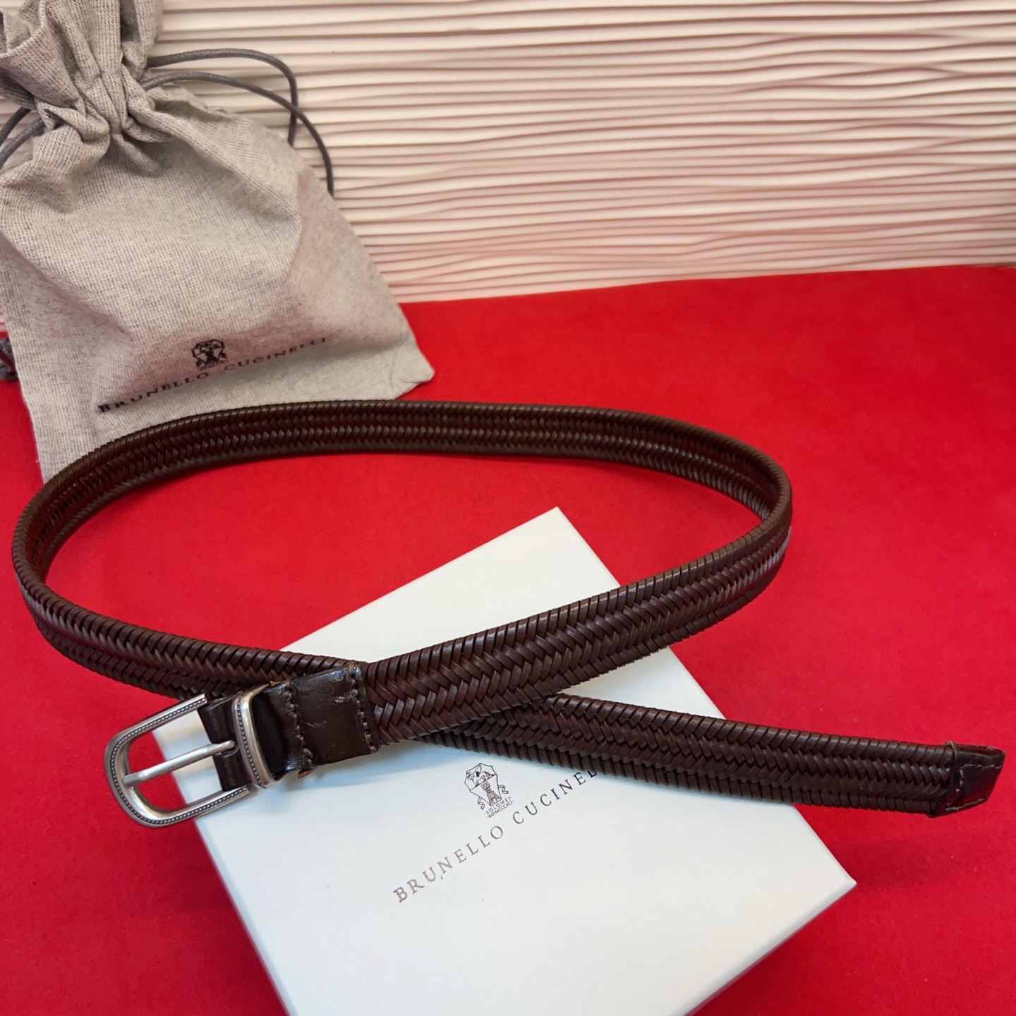 Brunello Cucinelli 男女通用休闲时尚编织腰带！意大利进口编织单层牛皮。2.5Cm。码数