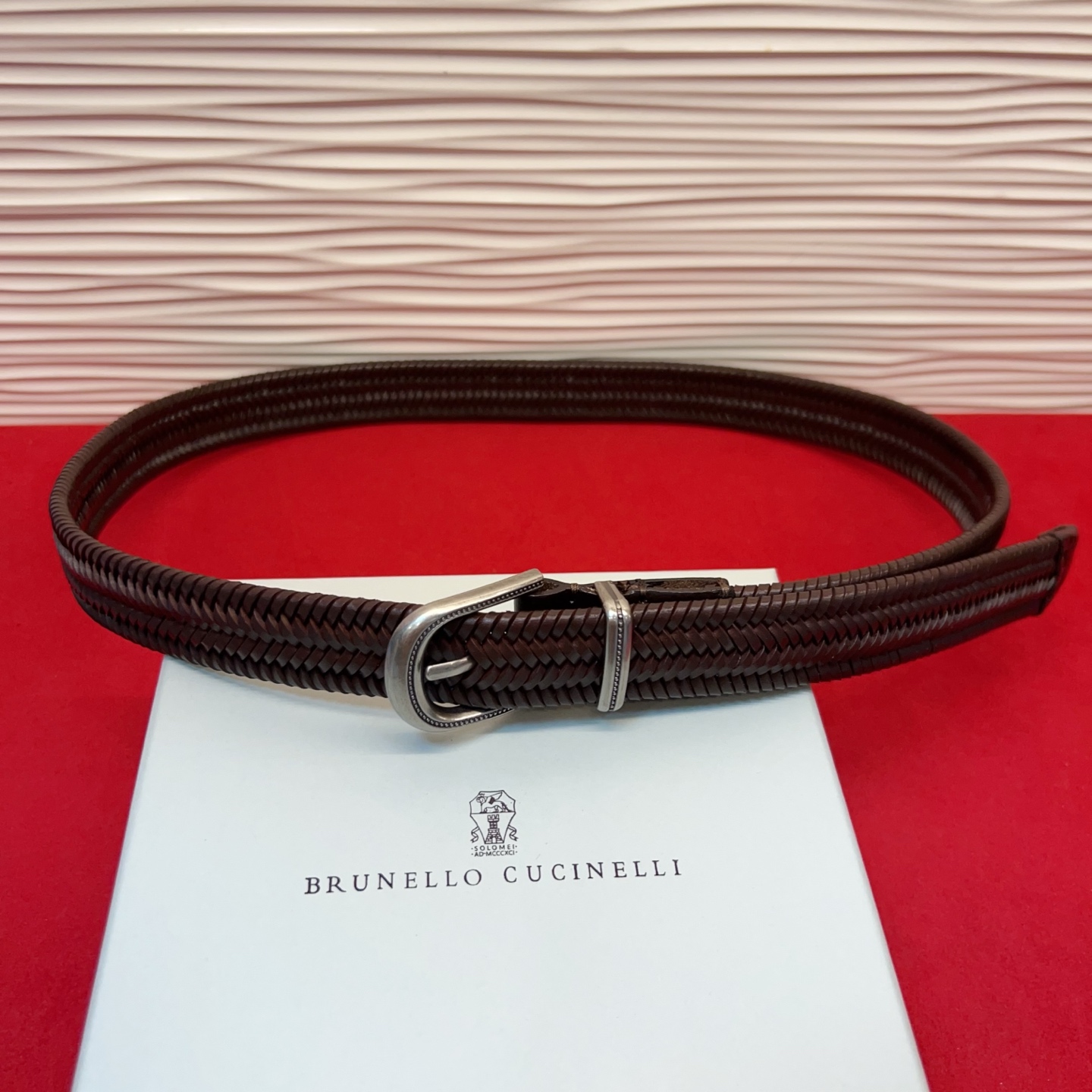 Brunello Cucinelli 男女通用休闲时尚编织腰带！意大利进口编织单层牛皮。2.5Cm。码数
