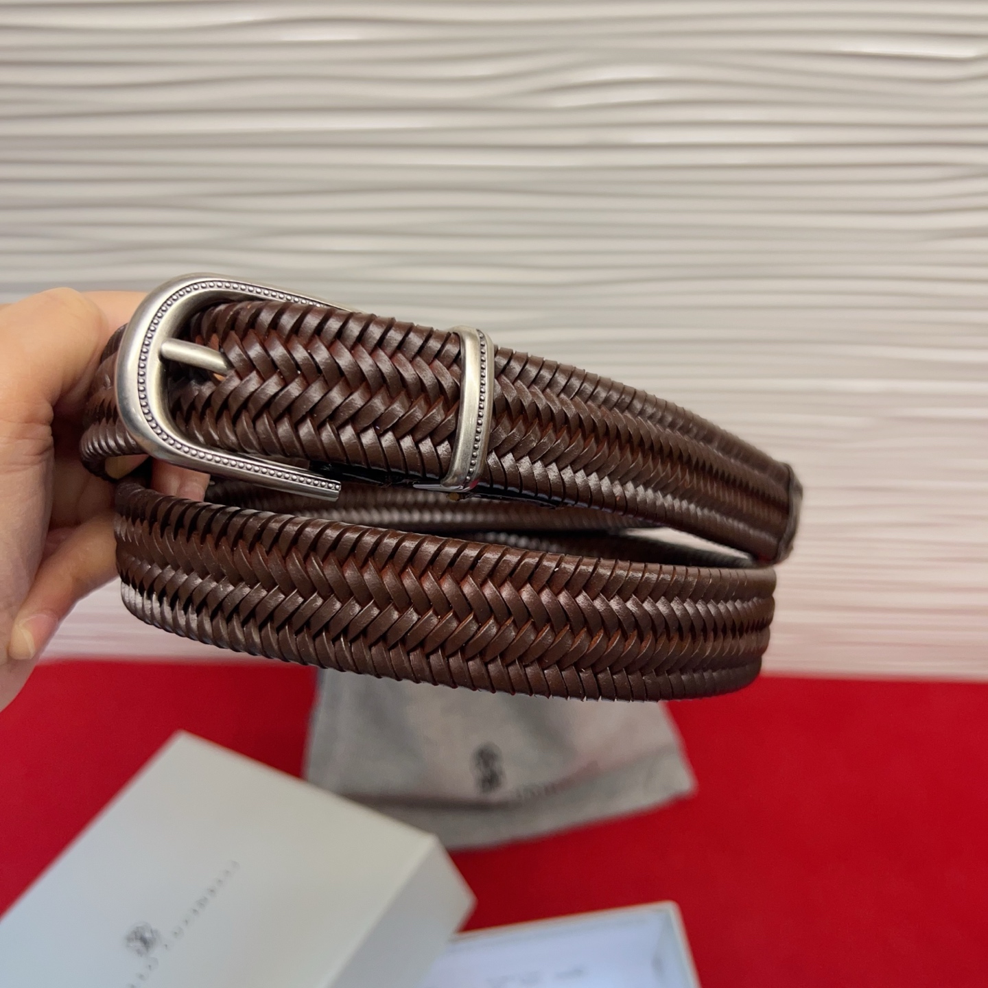 Brunello Cucinelli 男女通用休闲时尚编织腰带！意大利进口编织单层牛皮。2.5Cm。码数