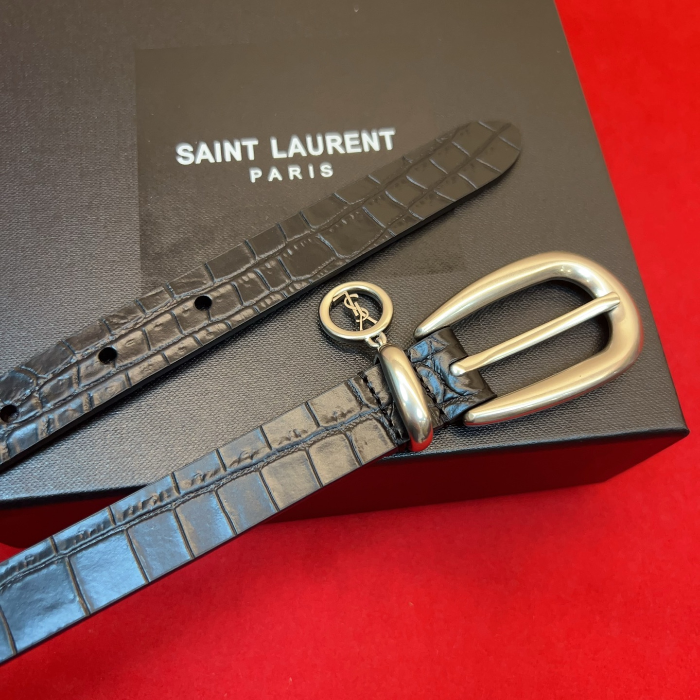 开春秀款Saint Laurent 女士腰带皮带 原厂真金电渡扣头，意大利原厂皮，宽2.0cm，代购级。